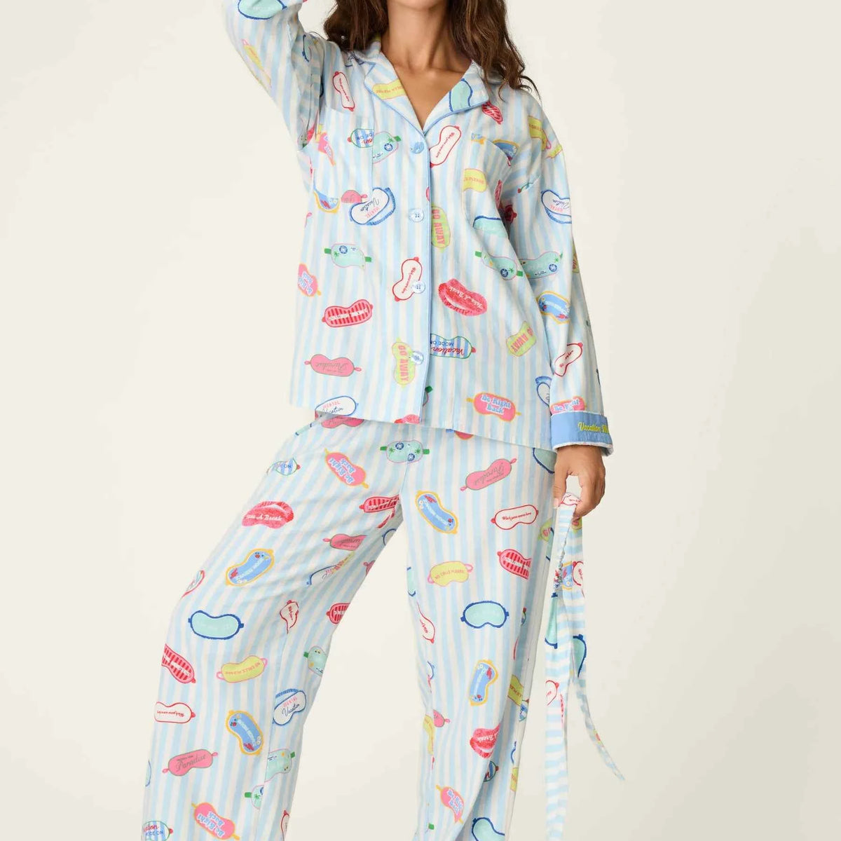 PJ Salvage 3 Piece Flannel Set Vacation Mode Out of Office