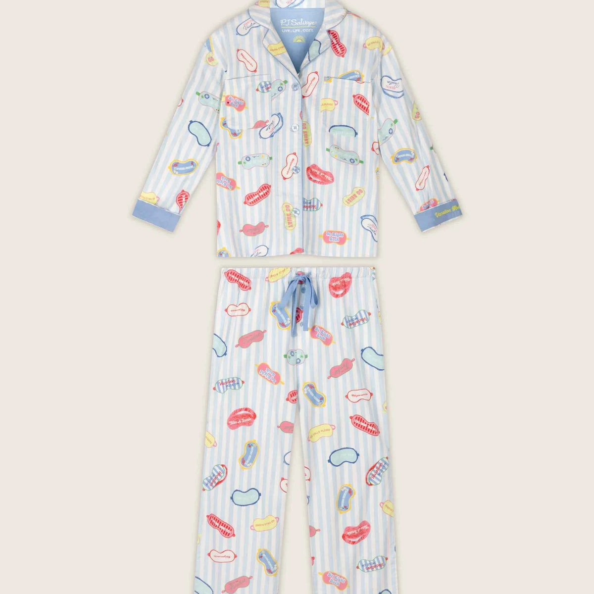PJ Salvage 3 Piece Flannel Set Vacation Mode Out of Office