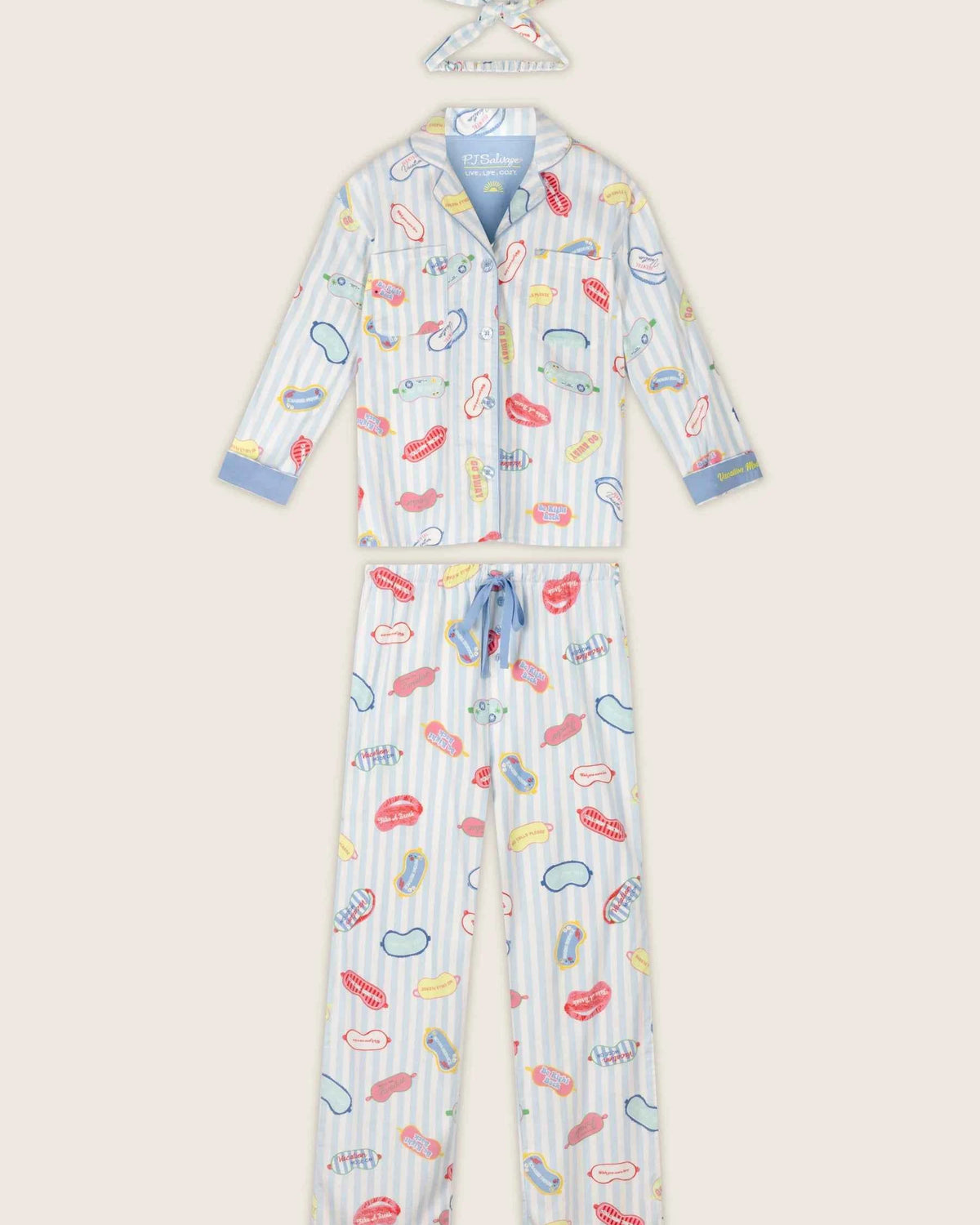 PJ Salvage 3 Piece Flannel Set Vacation Mode Out of Office
