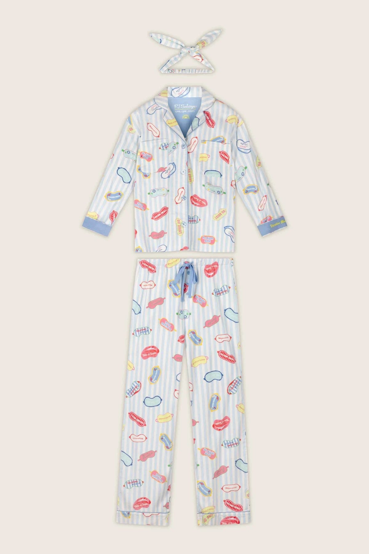 PJ Salvage 3 Piece Flannel Set Vacation Mode Out of Office