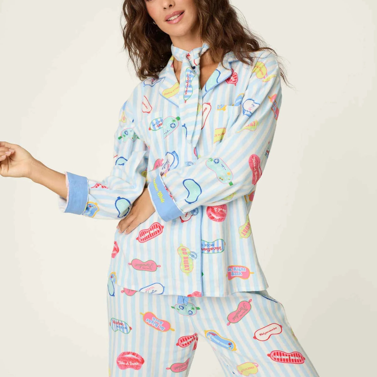 PJ Salvage 3 Piece Flannel Set Vacation Mode Out of Office