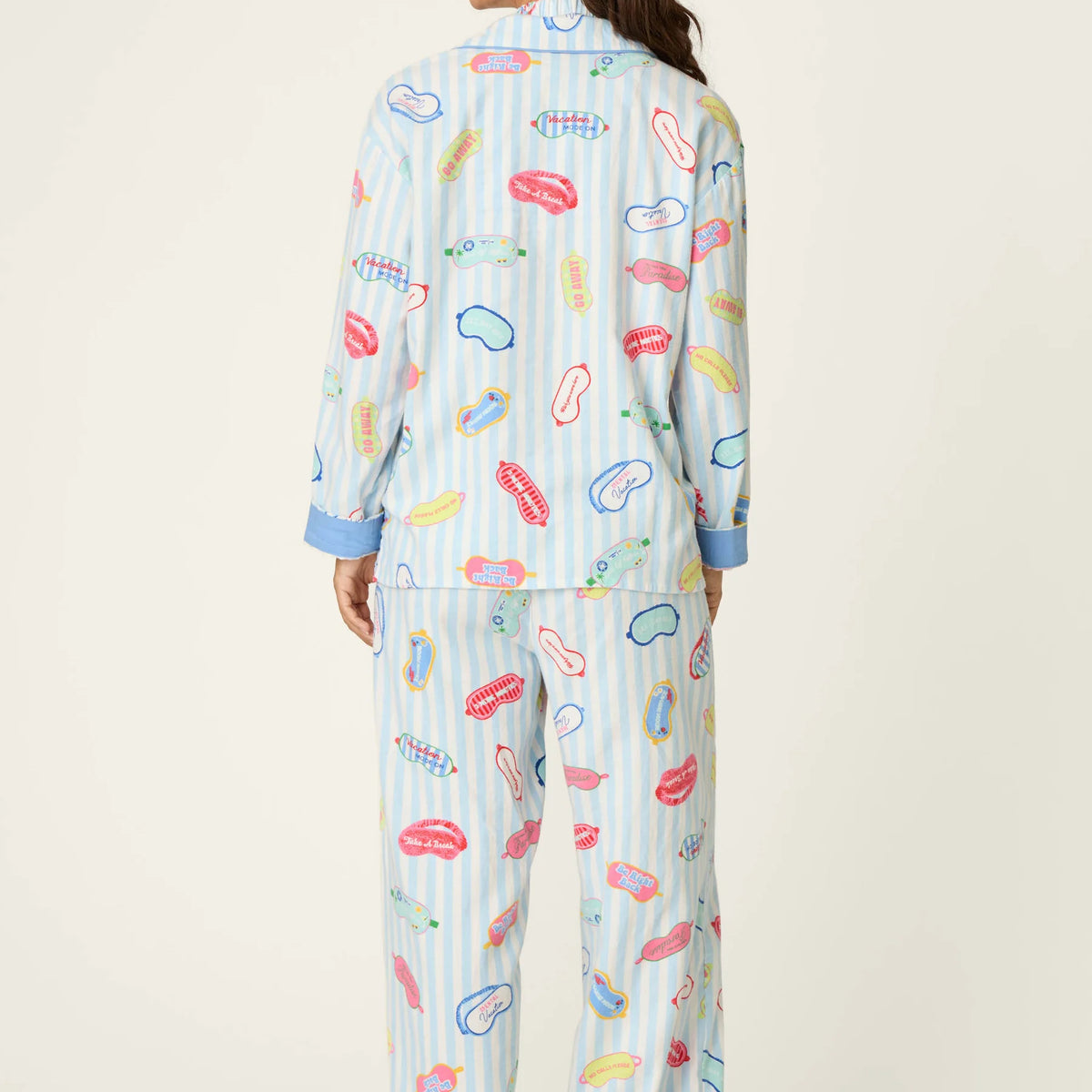 PJ Salvage Out of Office set model back view — Cloud Nine Pajamas