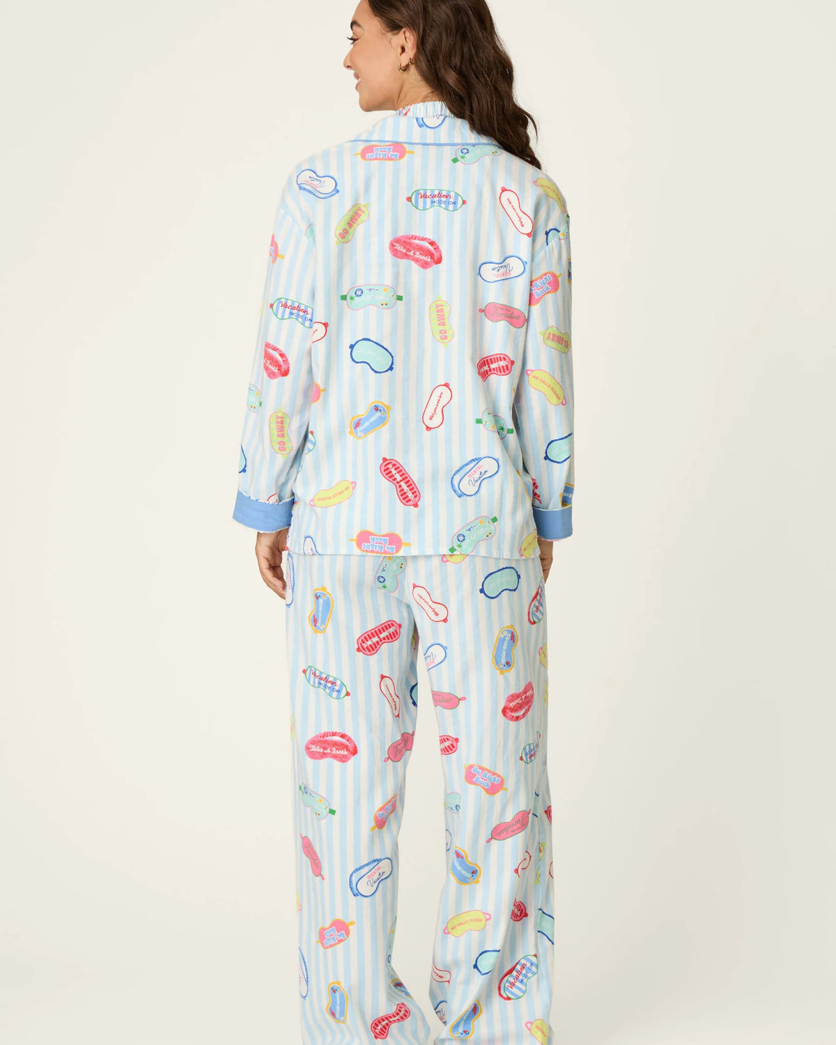 PJ Salvage Out of Office set model back view — Cloud Nine Pajamas