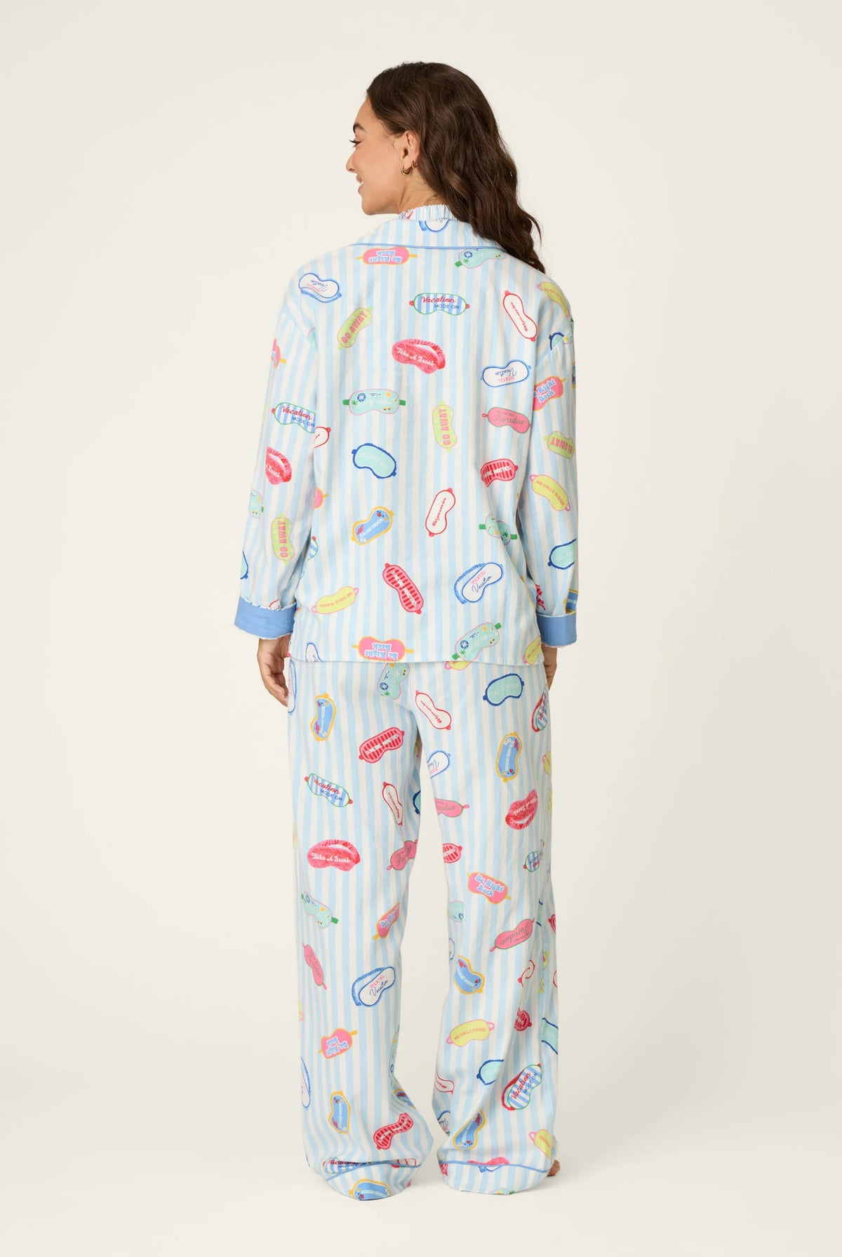 PJ Salvage Out of Office set model back view — Cloud Nine Pajamas