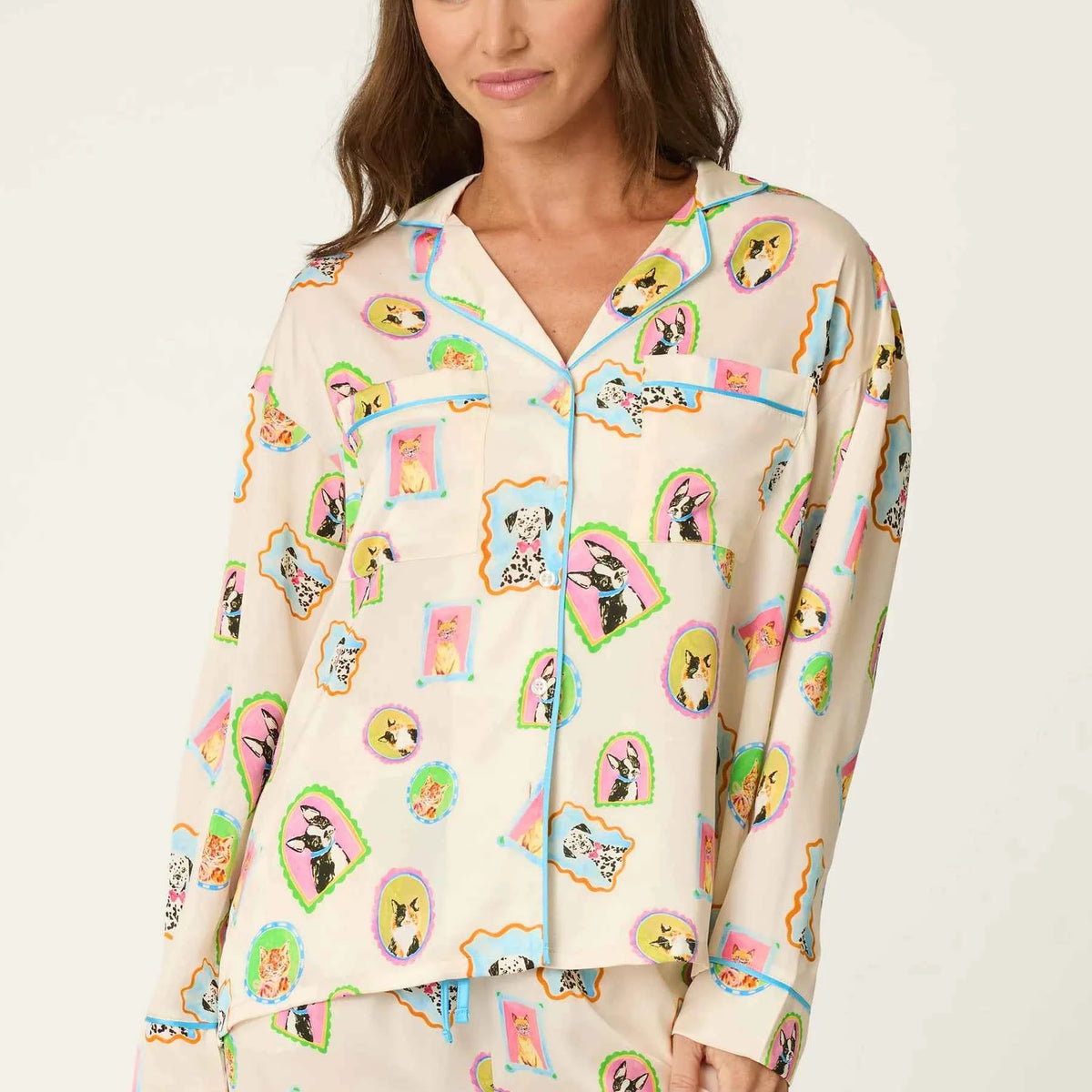 PJ Salvage Button Up Satin Set Picture Purfect Portraits
