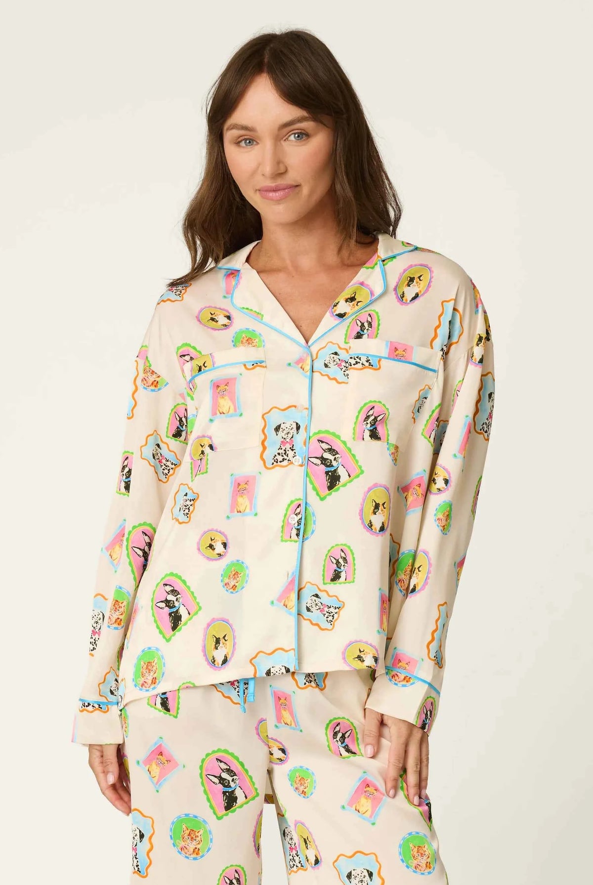 PJ Salvage Button Up Satin Set Picture Purfect Portraits