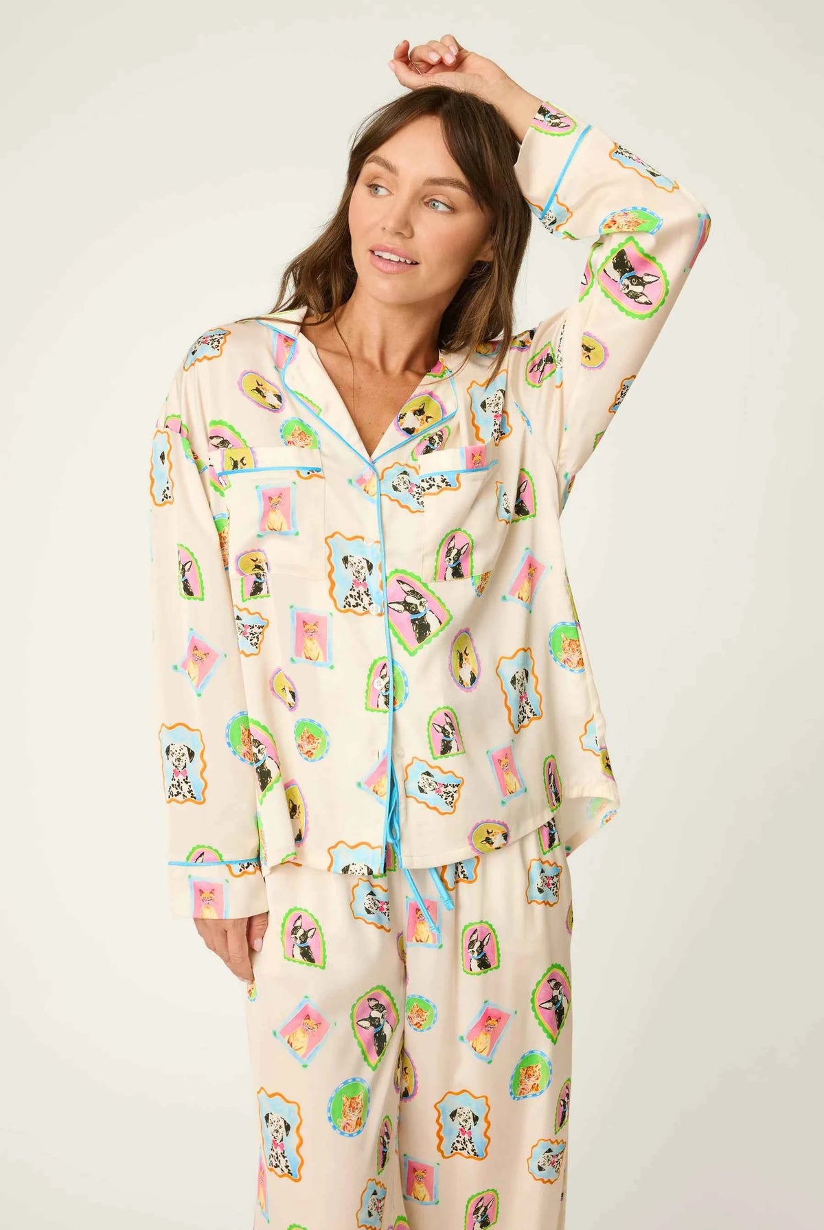 PJ Salvage Button Up Satin Set Picture Purfect Portraits