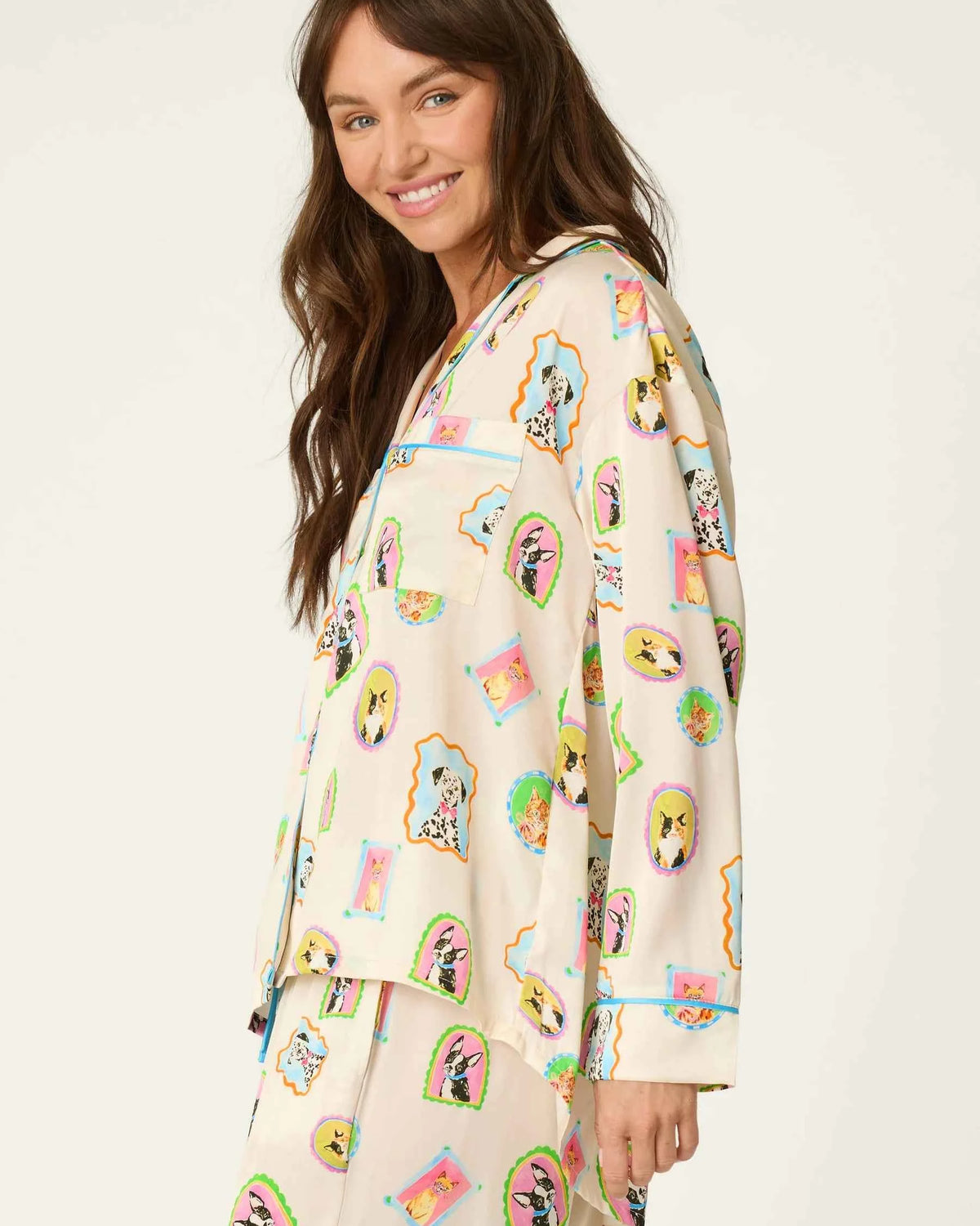 PJ Salvage Button Up Satin Set Picture Purfect Portraits