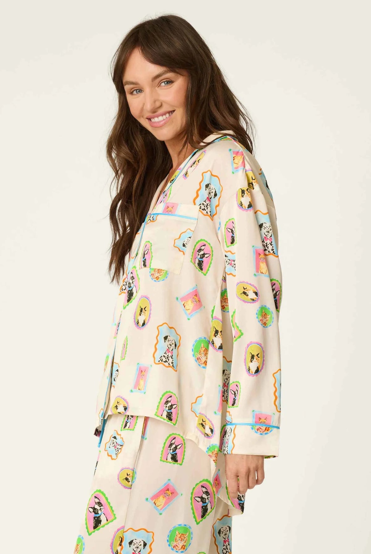 PJ Salvage Button Up Satin Set Picture Purfect Portraits