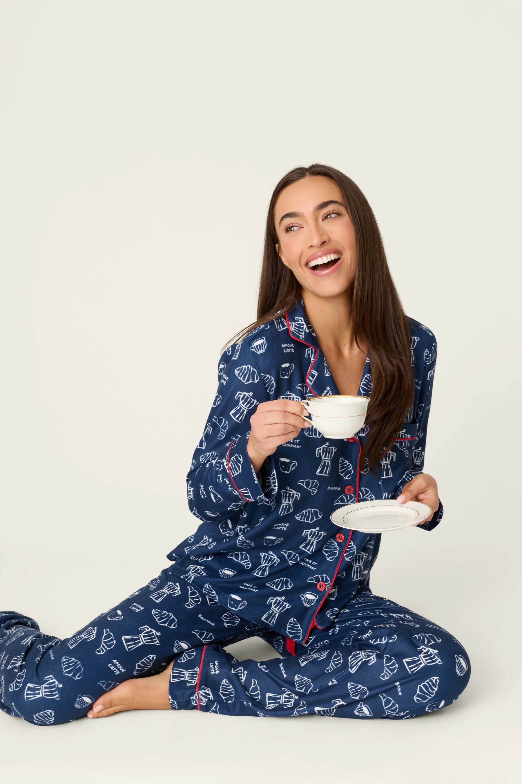 PJ Salvage Bonjour Babe set lifestyle — Cloud Nine Pajamas Edmonton