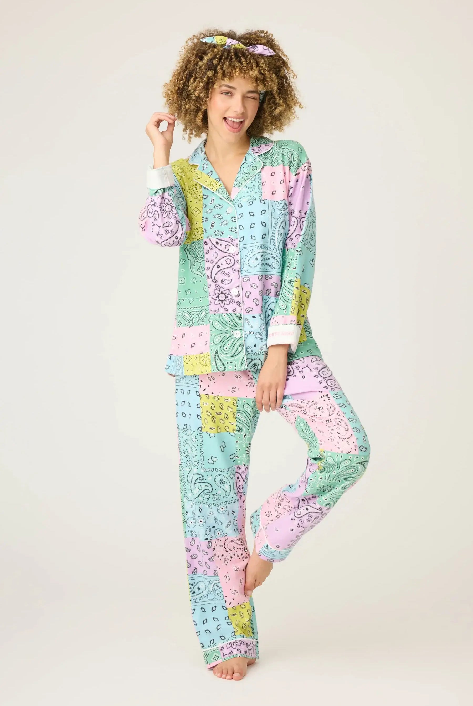women's multicolour bandana flannel pj set pj salvage