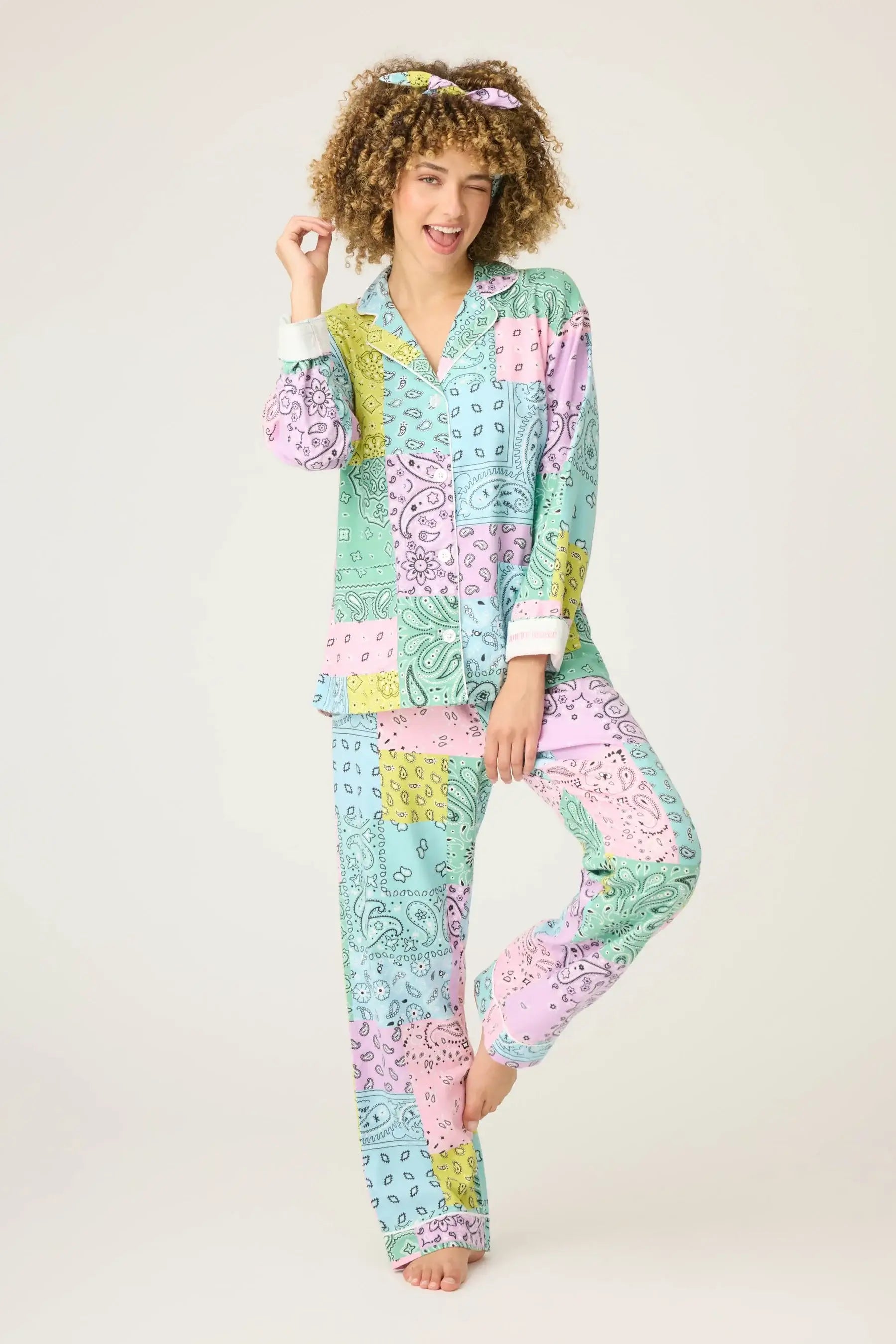 women's multicolour bandana flannel pj set pj salvage