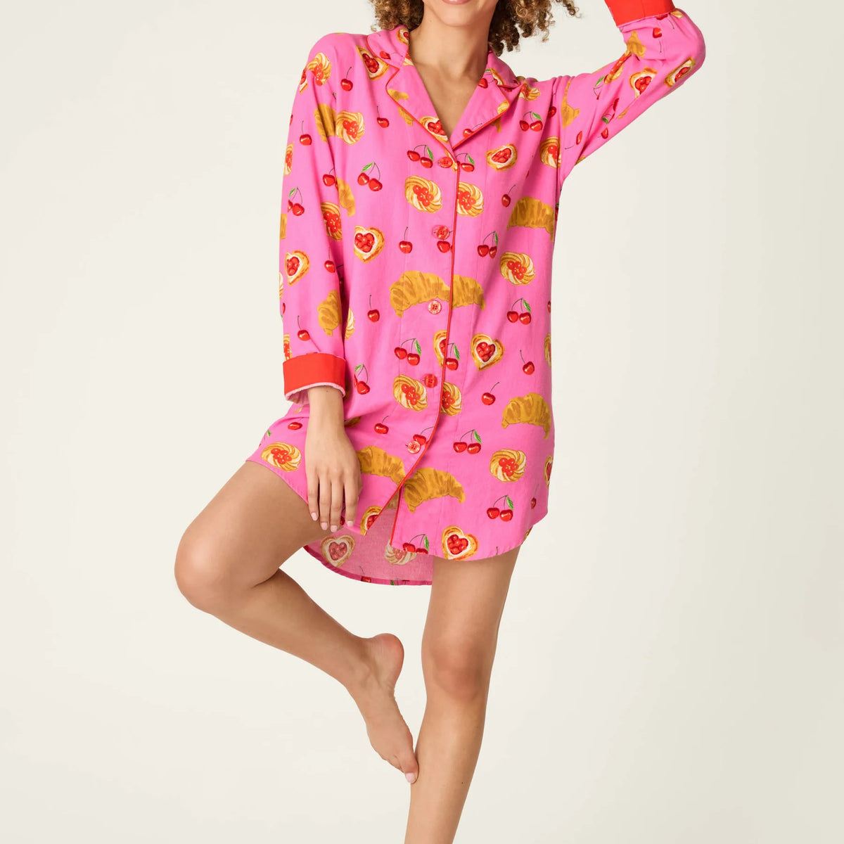 PJ Salvage Sweet Cherry Tart nightshirt lifestyle — Cloud Nine Pajamas Edmonton