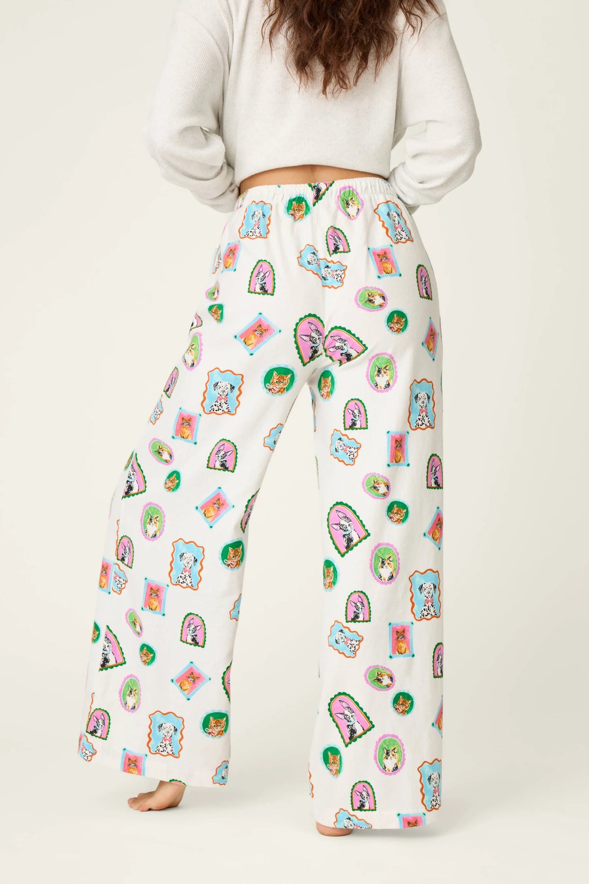PJ Salvage Picture Purrfect flannel pant back view showing length — Cloud Nine Pajamas