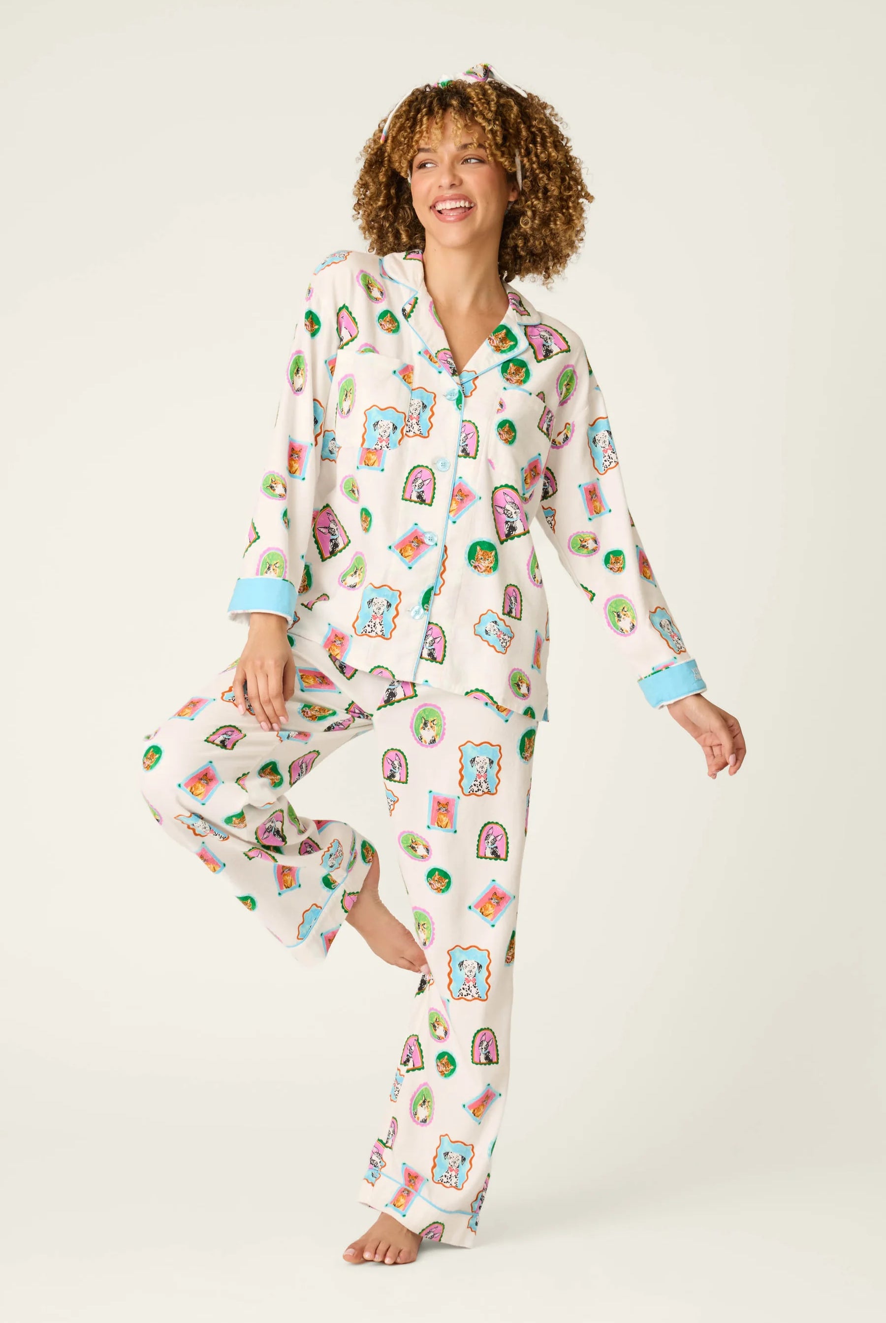 PJ Salvage Picture Purrfect set lifestyle — Cloud Nine Pajamas Edmonton
