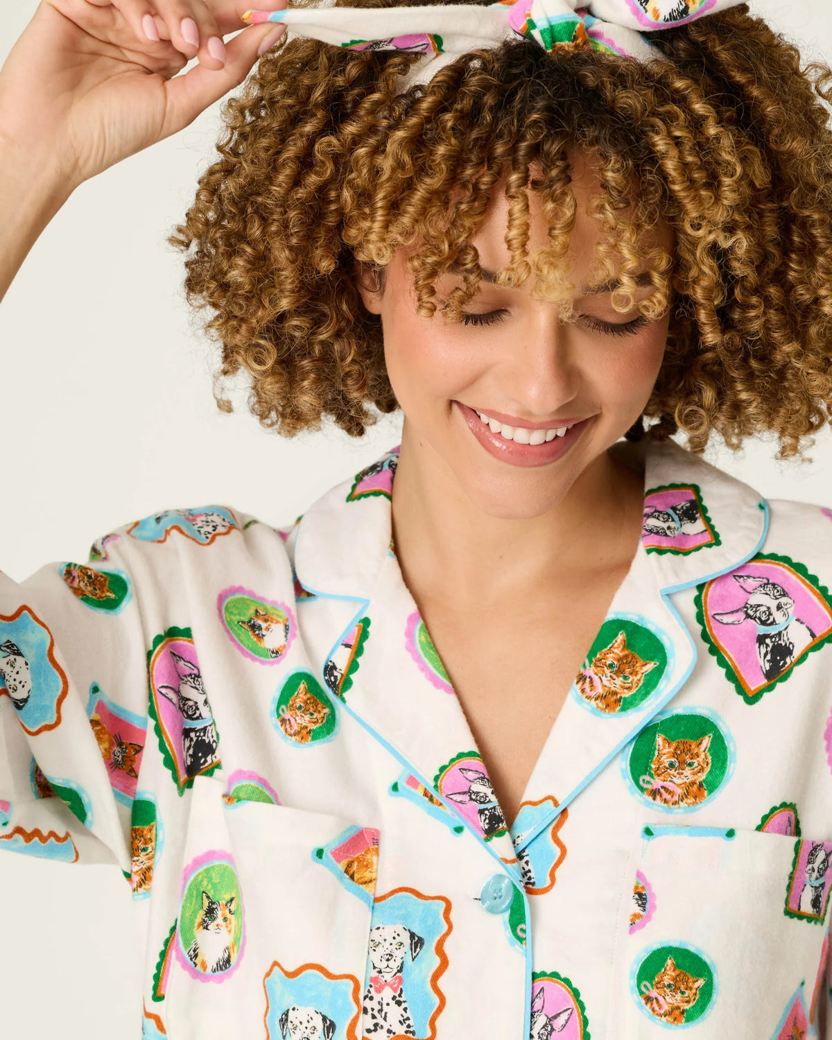 PJ Salvage Picture Purrfect 3-piece set with hair wrap included — Cloud Nine Pajamas