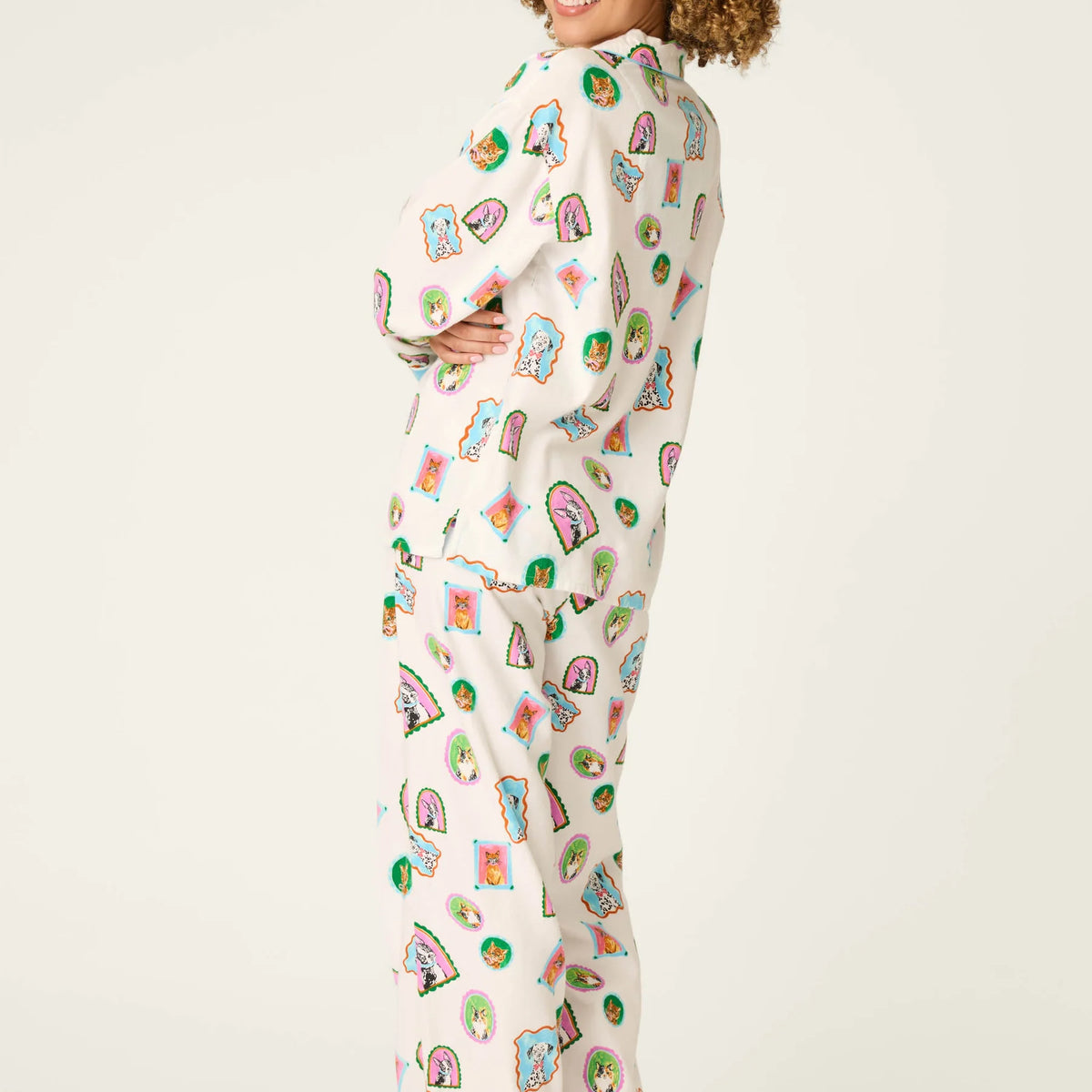 PJ Salvage Picture Purrfect flannel set back view — Cloud Nine Pajamas