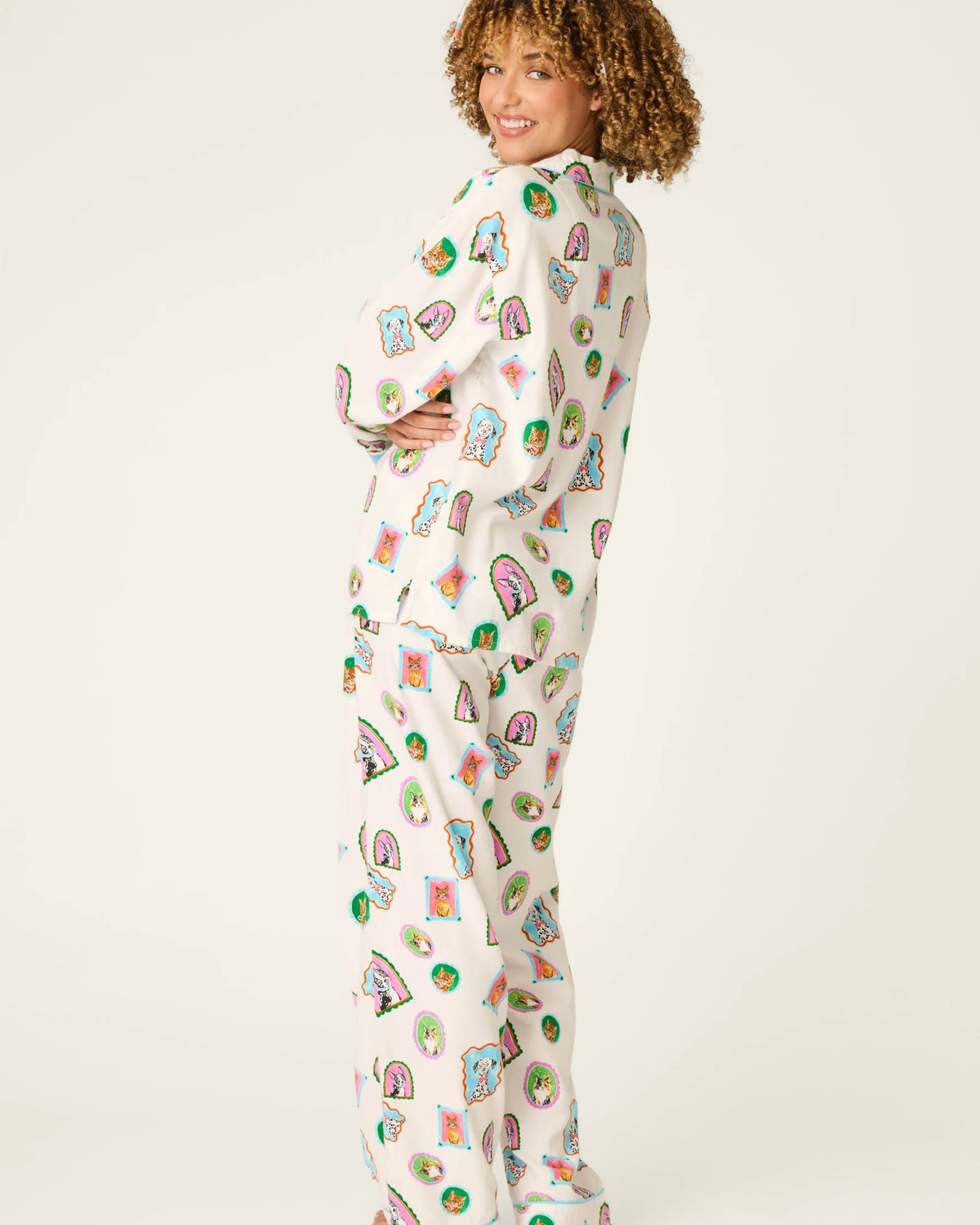 PJ Salvage Picture Purrfect flannel set back view — Cloud Nine Pajamas