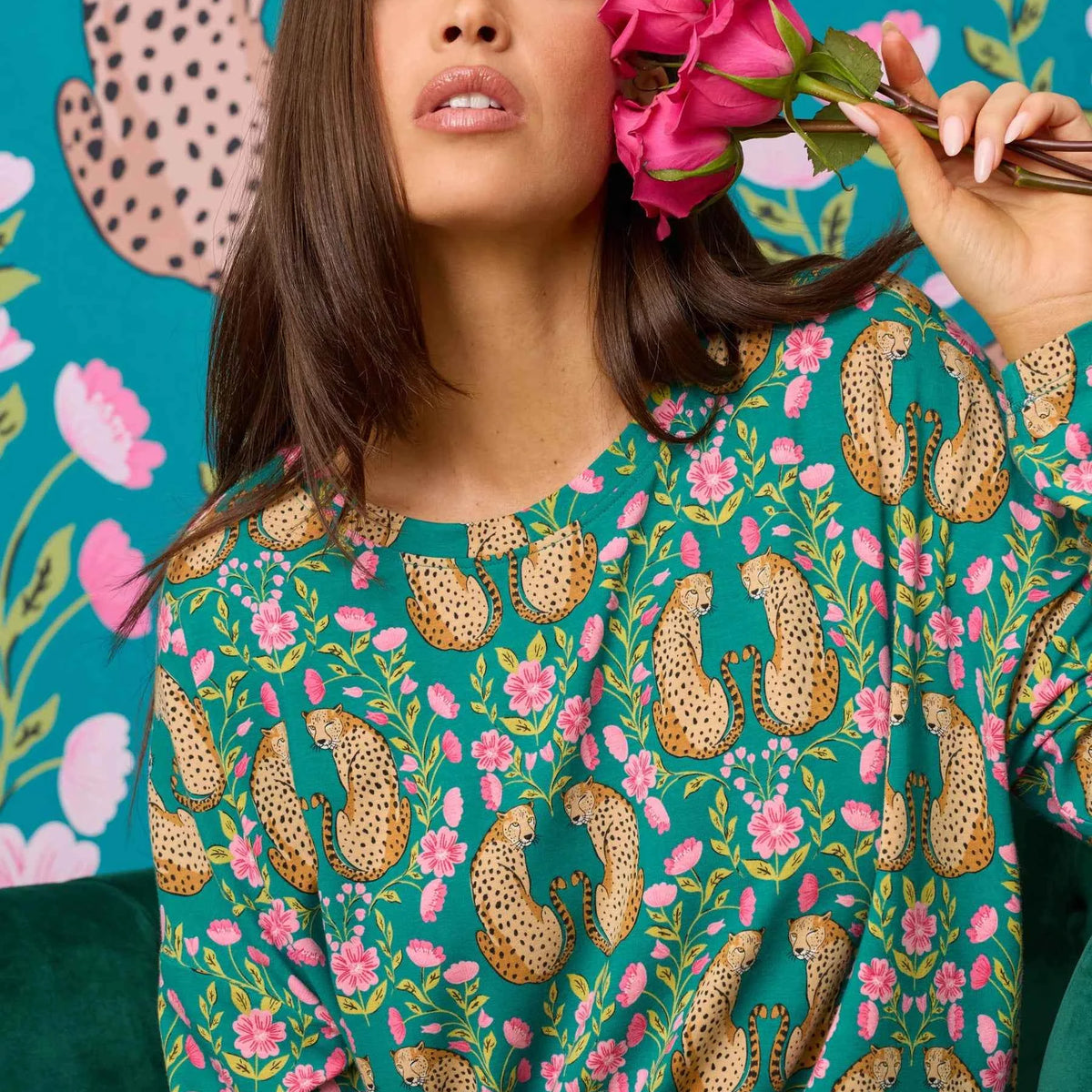 PJ Salvage Top/Jogger PJ Set Cheetah Bonita Dreams Print