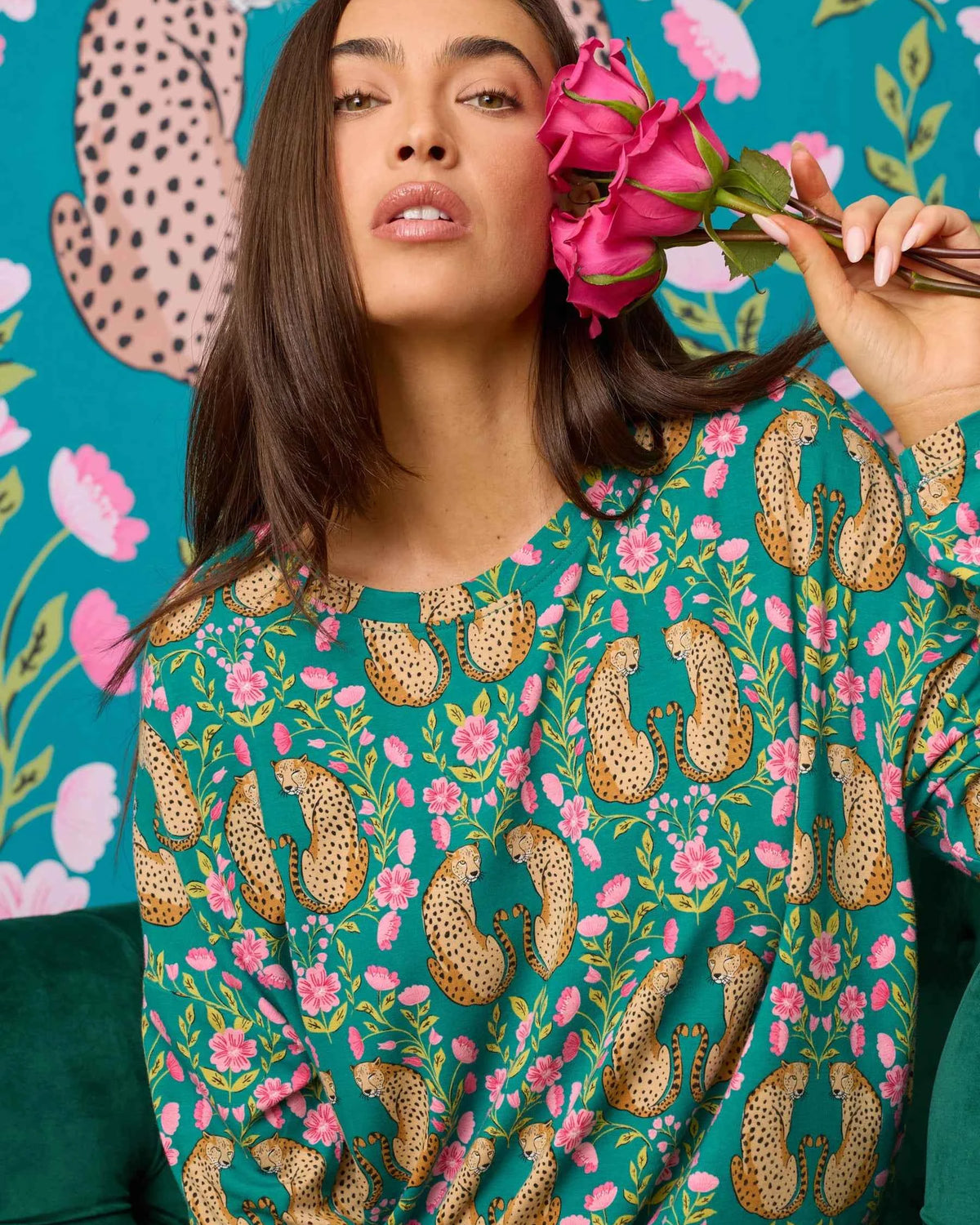 PJ Salvage Top/Jogger PJ Set Cheetah Bonita Dreams Print