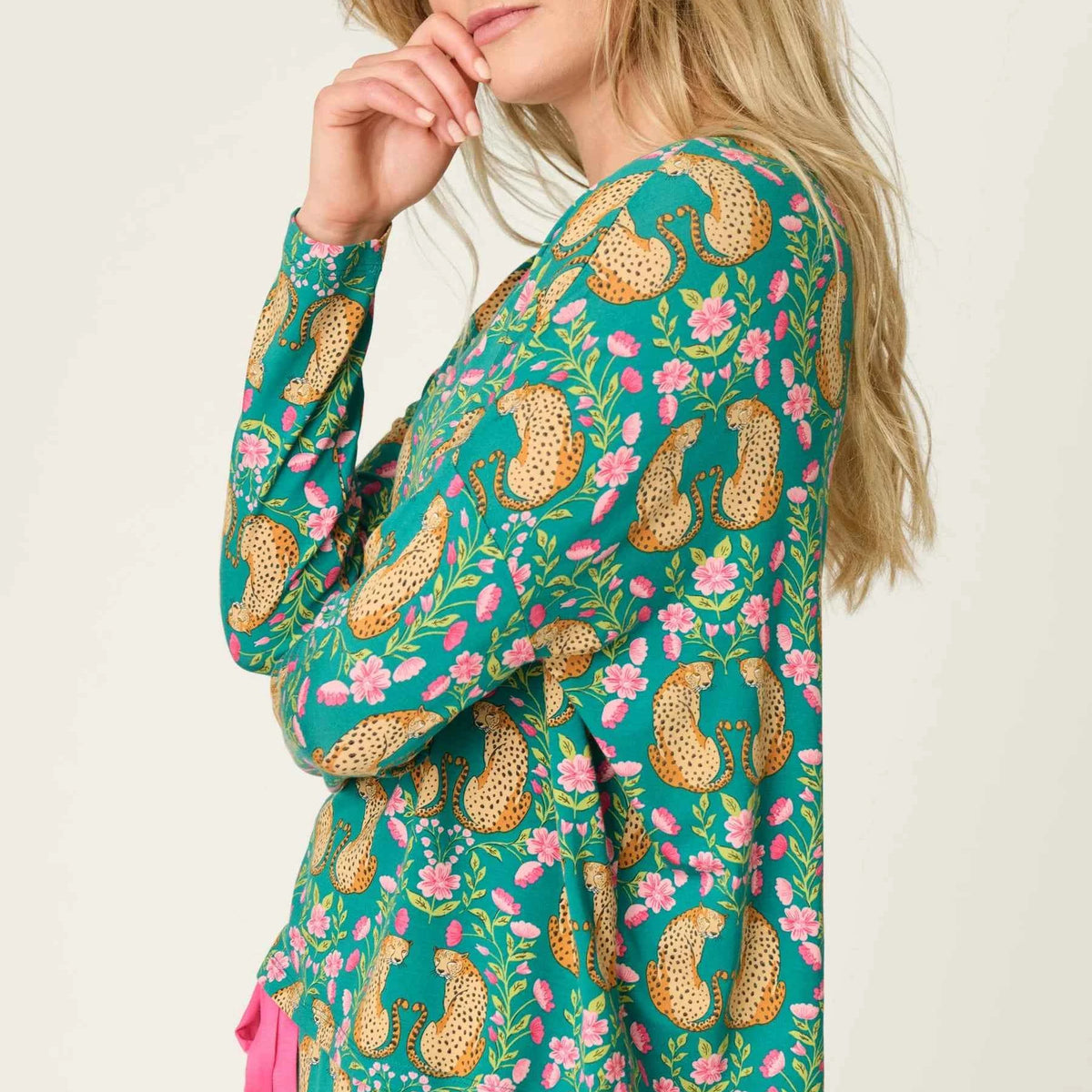PJ Salvage Top/Jogger PJ Set Cheetah Bonita Dreams Print