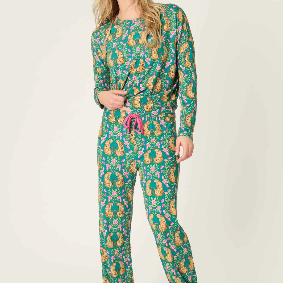 PJ Salvage Top/Jogger PJ Set Cheetah Bonita Dreams Print