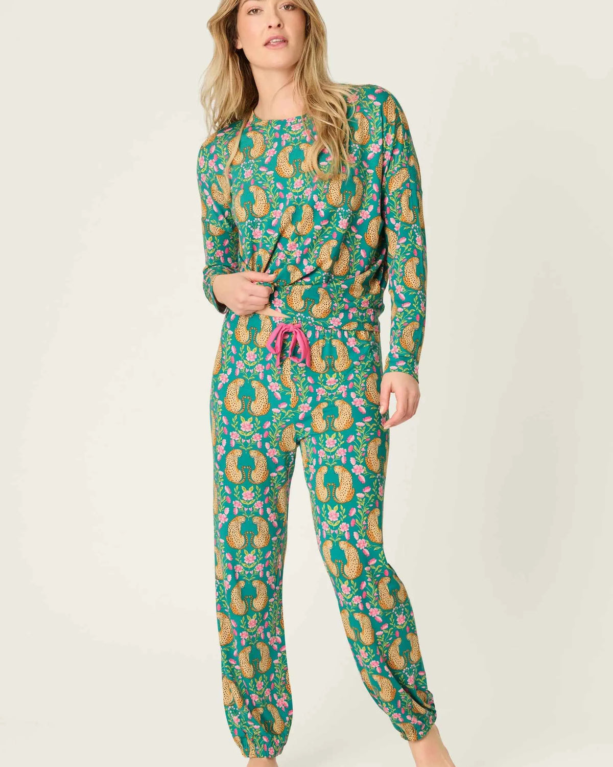 PJ Salvage Top/Jogger PJ Set Cheetah Bonita Dreams Print