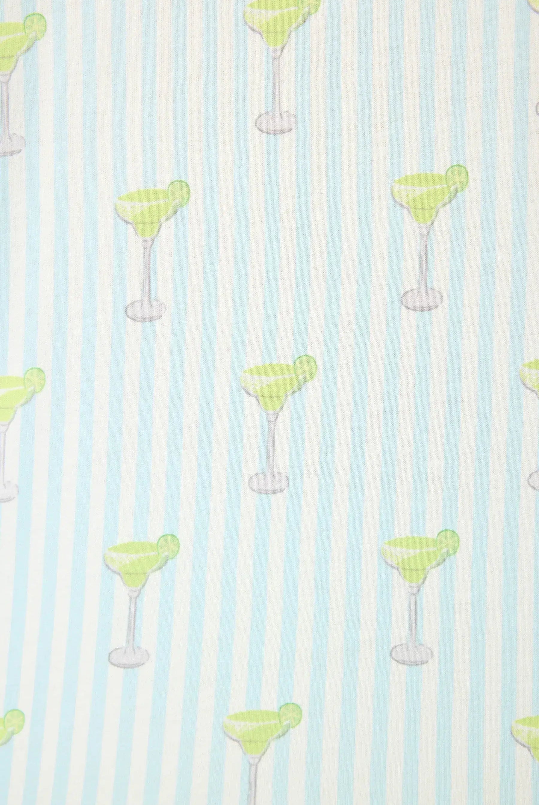 Playful Prints Cotton-Modal Long Sleeve Pajama Set by PJ Salvage in Salty Cadillac Light Blue Margarita Print showing close up of print