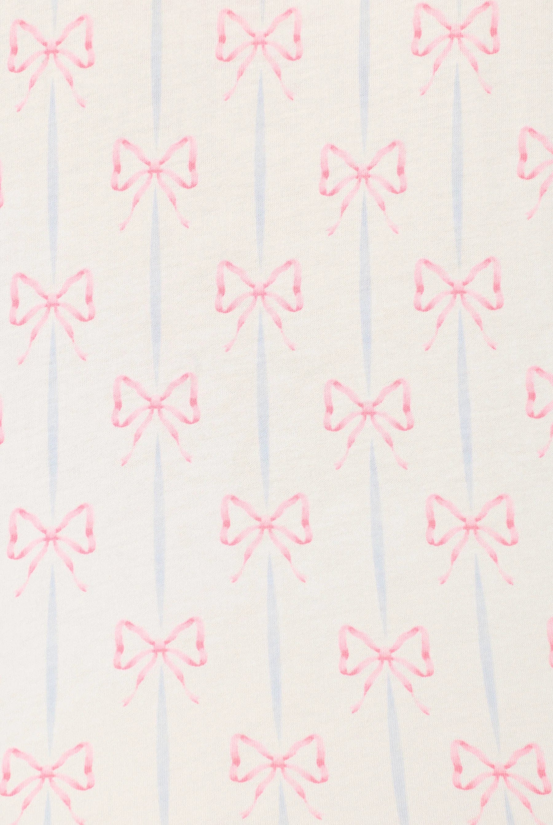 Playful Prints Cotton-Modal Long Sleeve Pajama Set by PJ Salvage in All Wrapped Up Pink Bow Print showing closeup of print