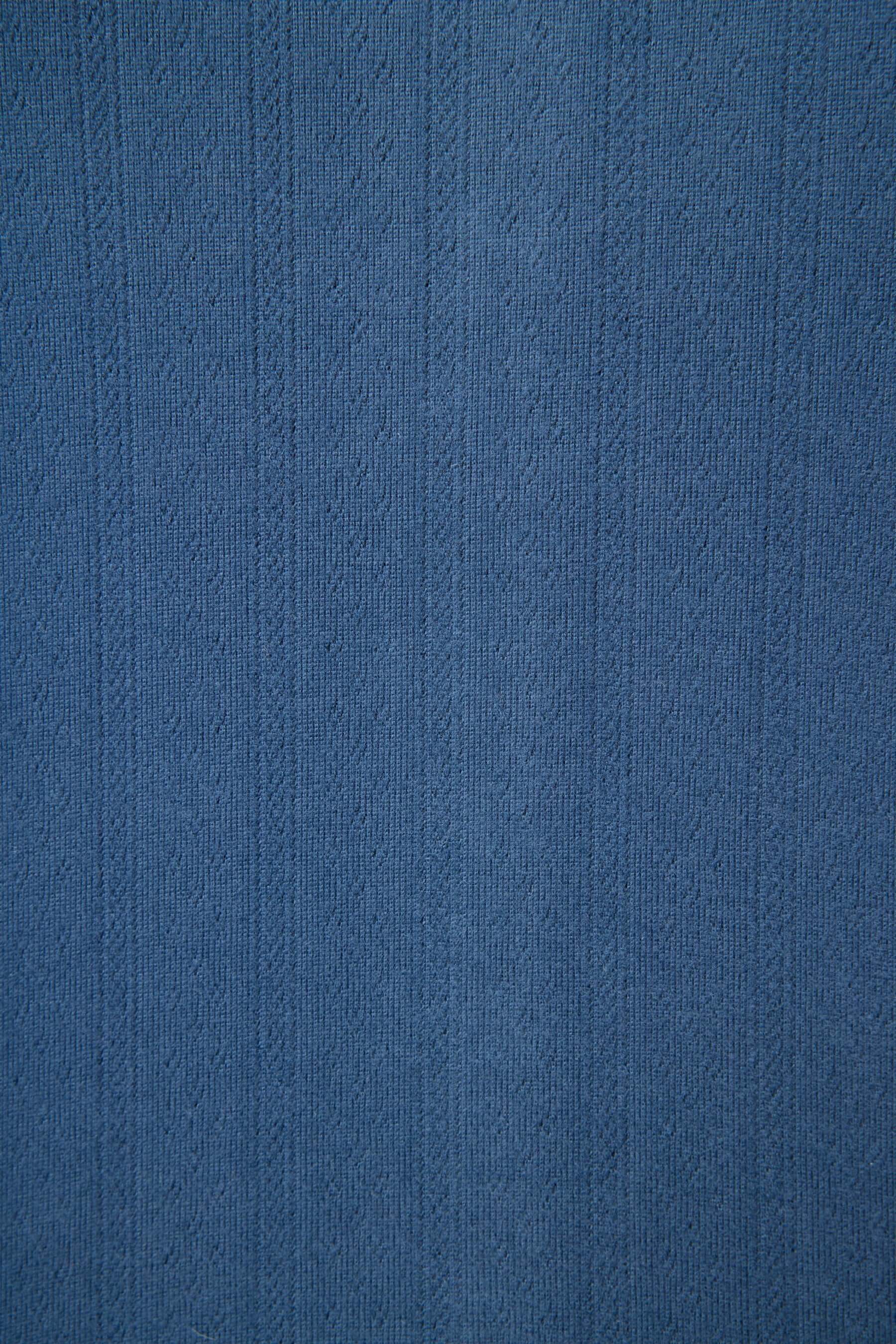 Pointelle Essentials Deep Sea 3-Piece Shorts Set PJ Salvage fabric texture in deep blue with ribbed patterns.