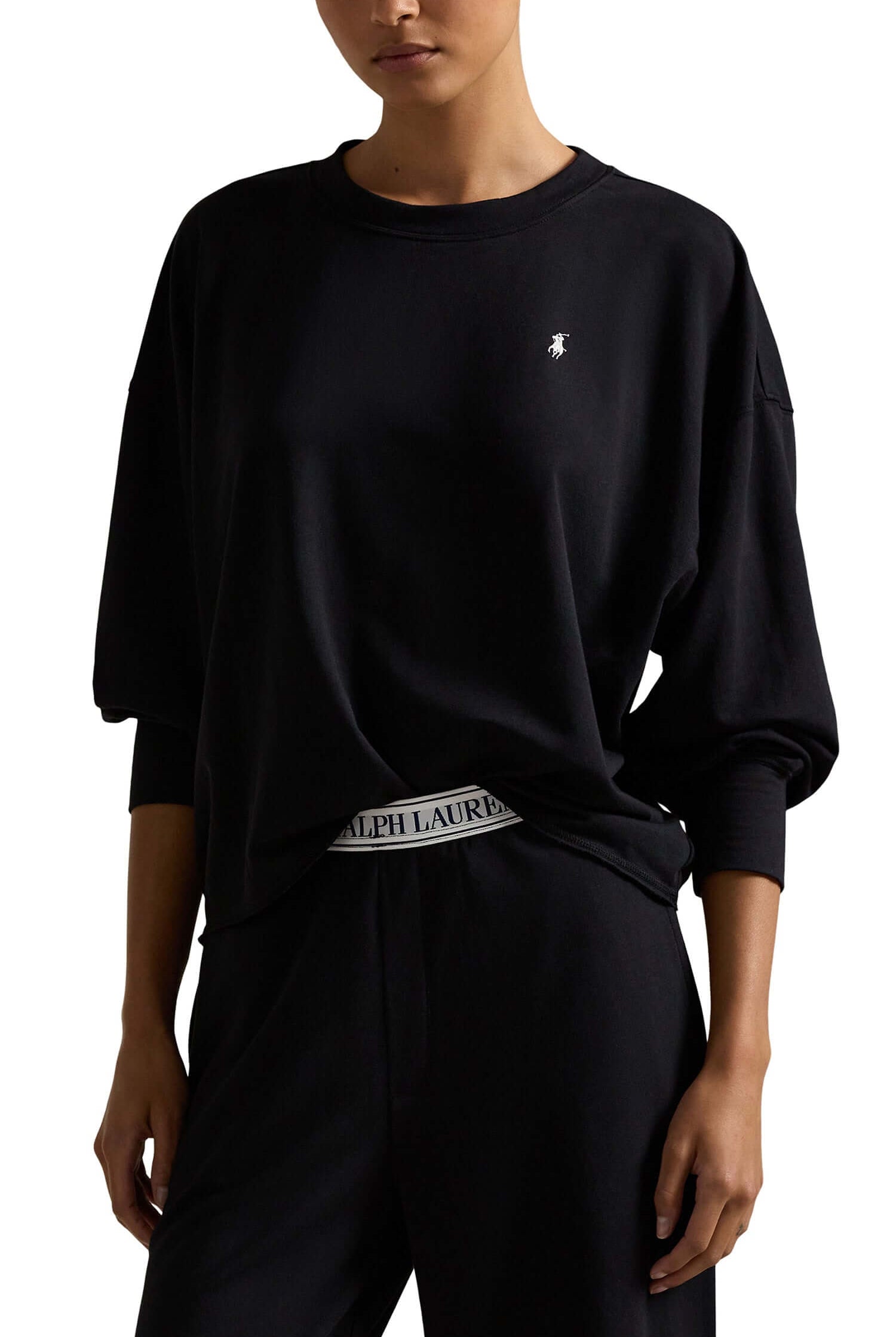 women's loungewear set black iconic logo with boxer waistband Polo Ralph Lauren