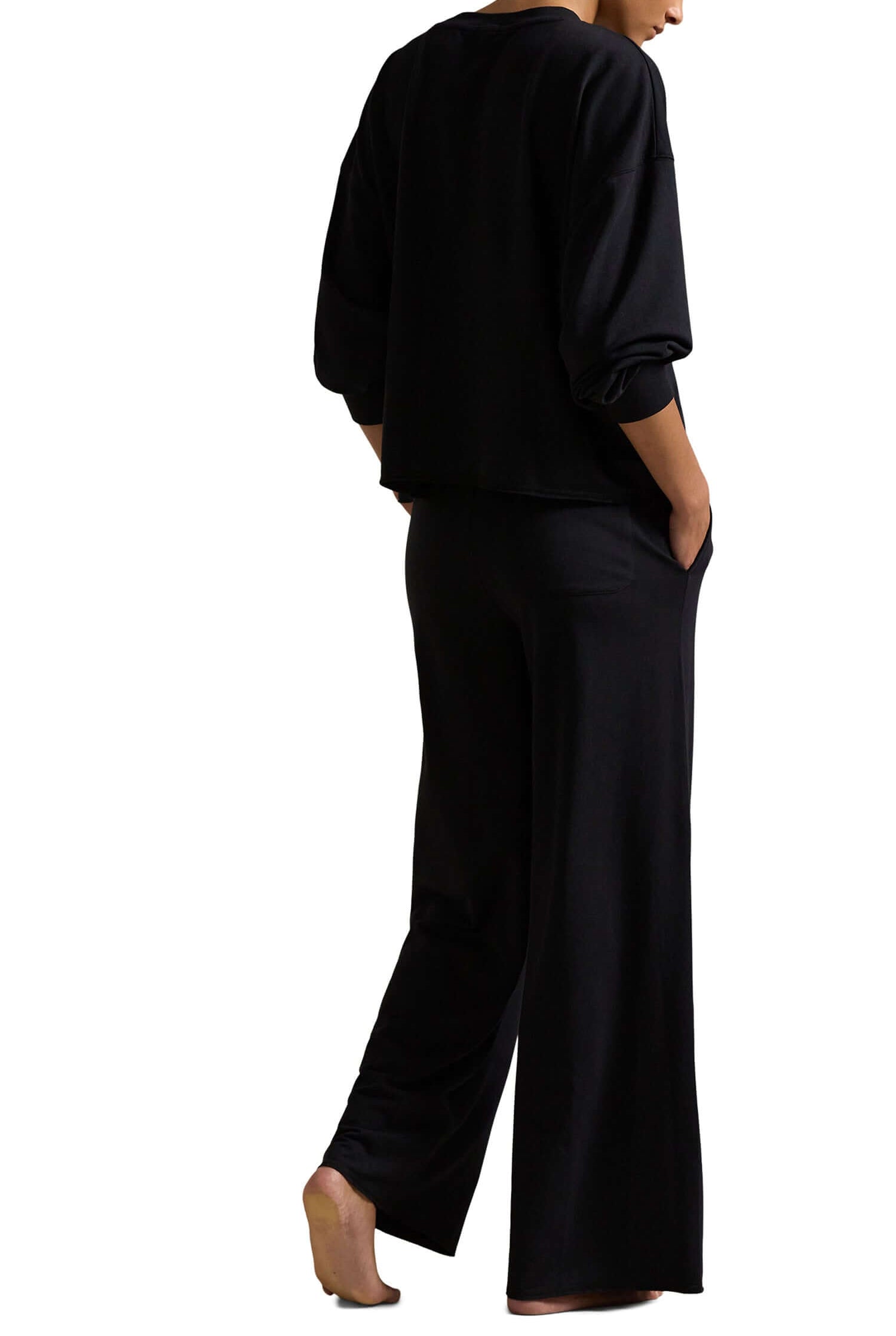 PJ Top Crew/Wide Leg Pant Polo By Ralph Lauren black set