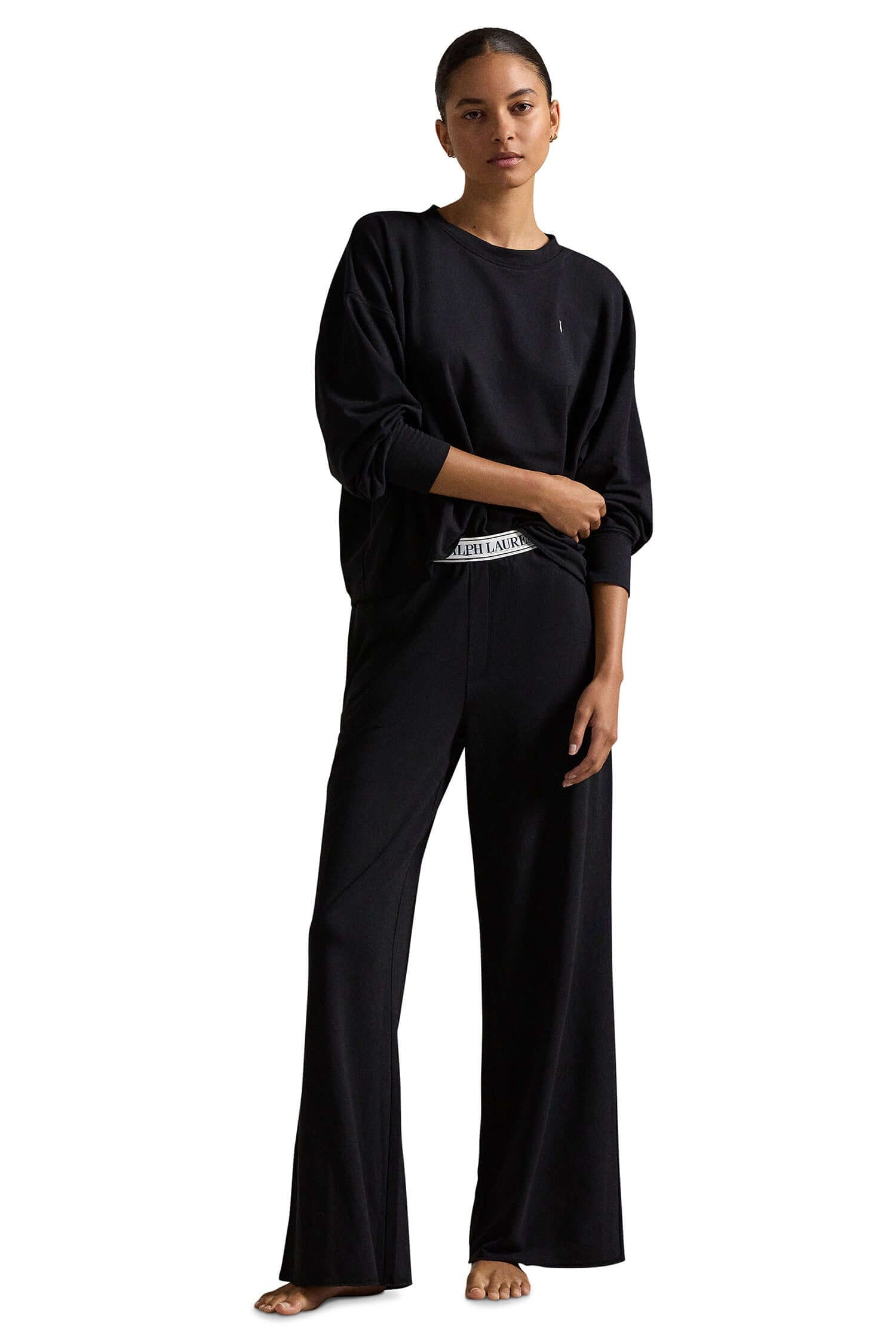 women's loungewear set black iconic logo with boxer waistband Polo Ralph Lauren