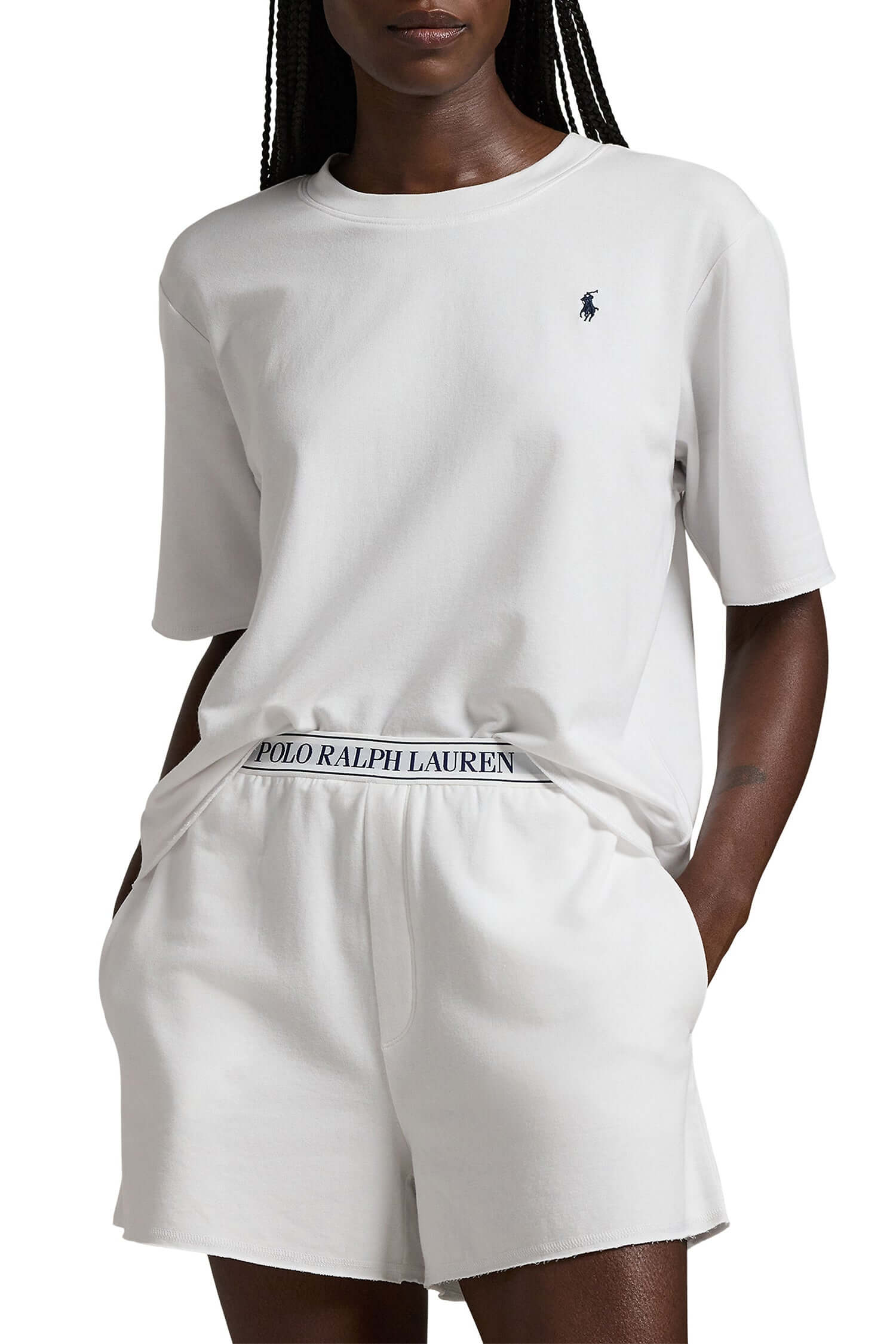 French Terry Short Sleeve Pajama Set WHITE POLO RALPH LAUREN