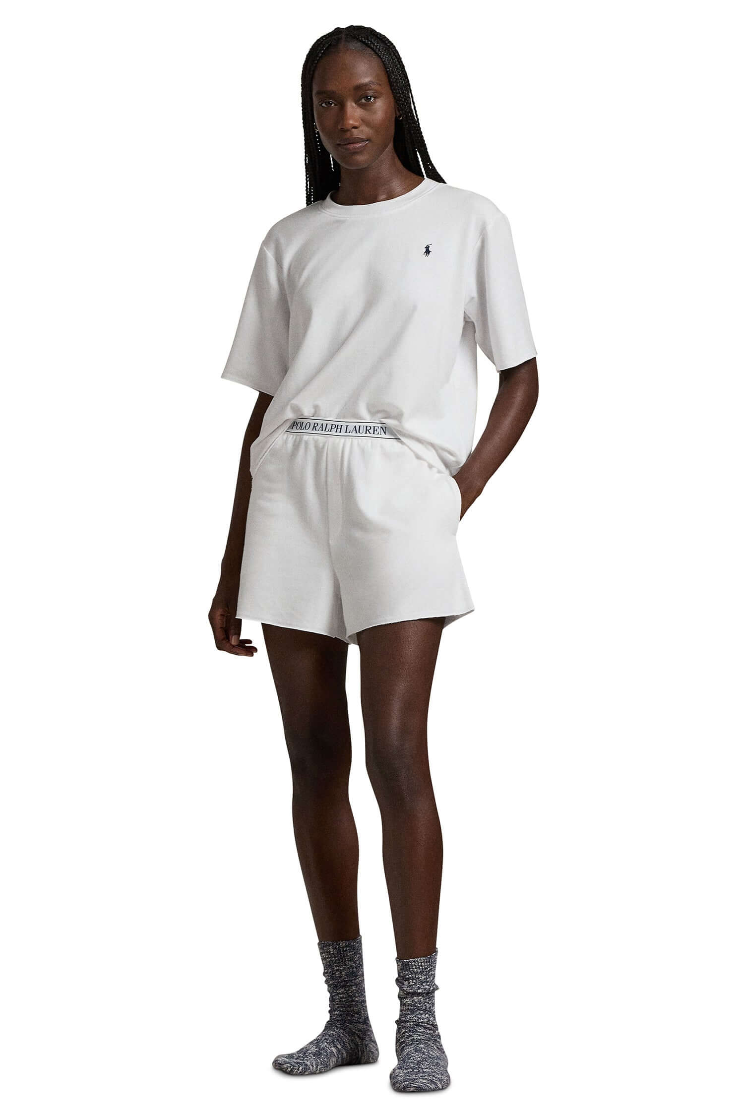 French Terry Short Sleeve Pajama Set WHITE POLO RALPH LAUREN