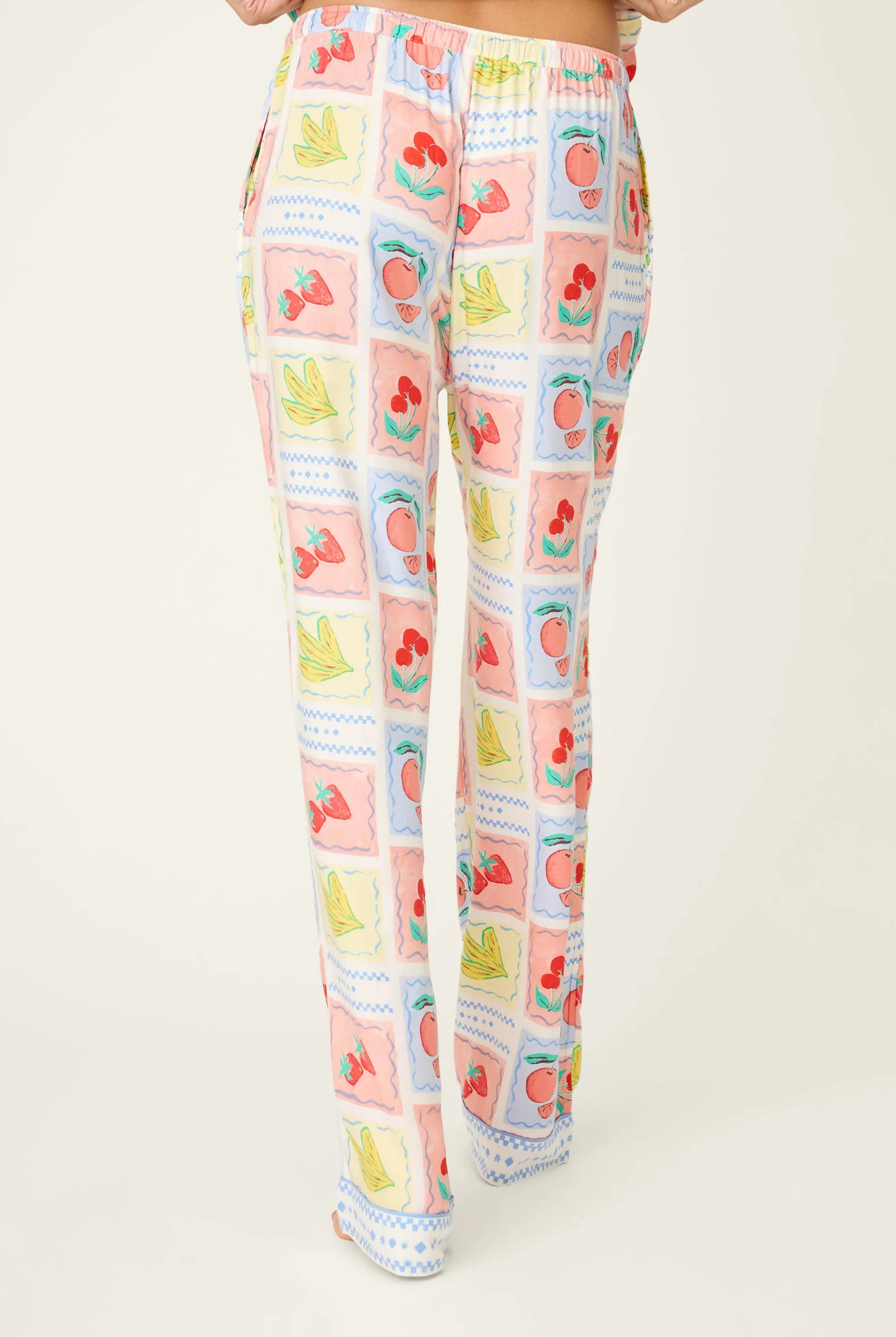 Frutta Fresca Ciao Bella Fruit Print PJ Set by PJ Salvage showcasing colorful fruit pattern pants.
