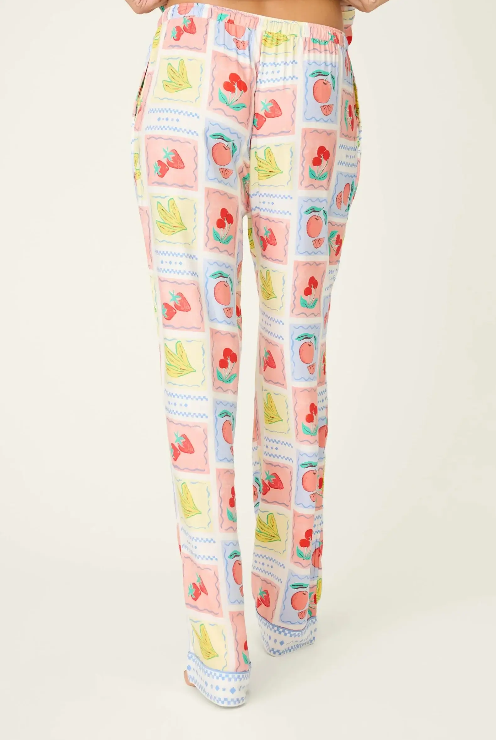 Frutta Fresca Ciao Bella Fruit Print PJ Set by PJ Salvage showcasing colorful fruit pattern pants.