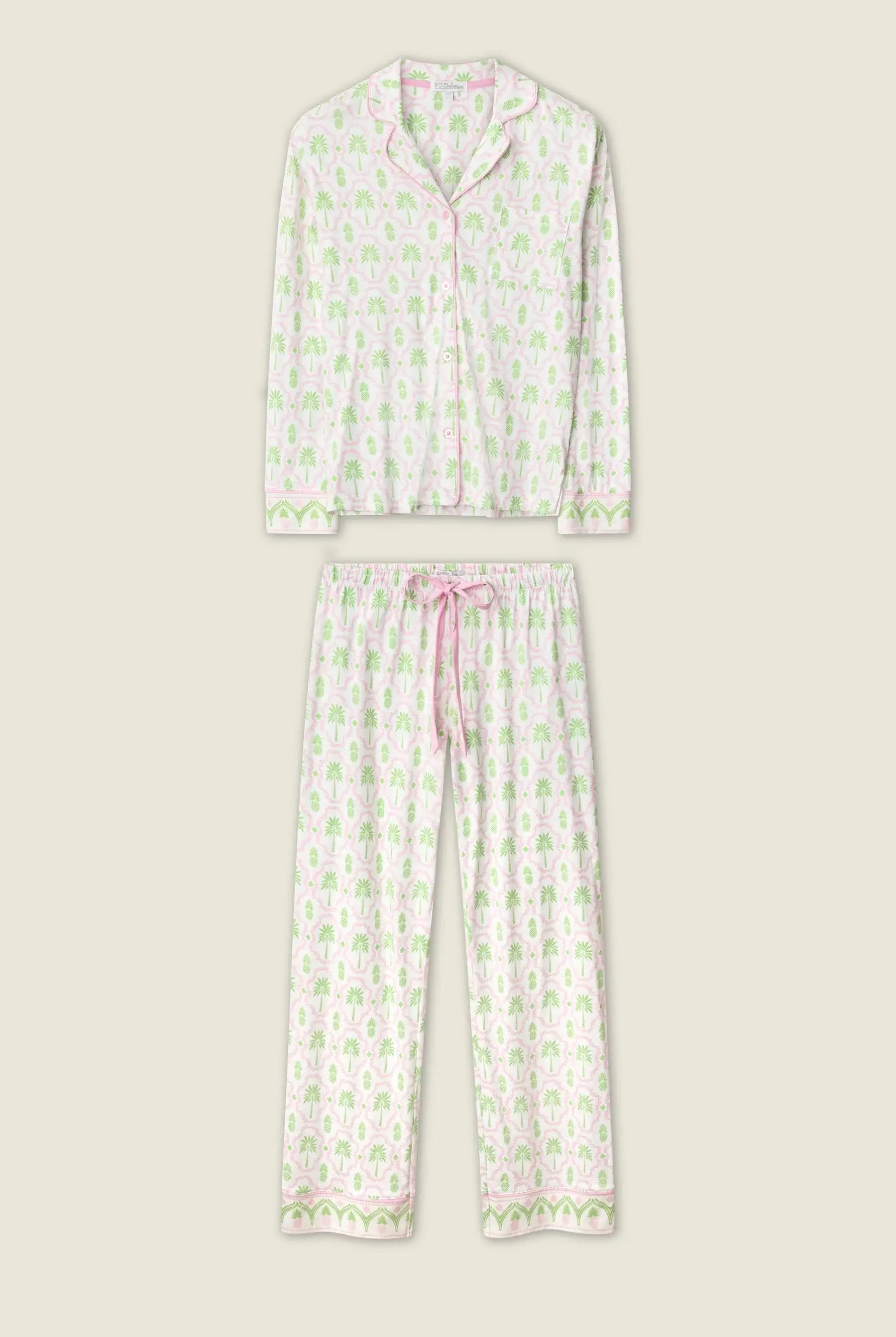 Playful Prints Cotton-Modal Long Sleeve Pajama Set by PJ Salvage featuring a colorful pattern and comfortable design.