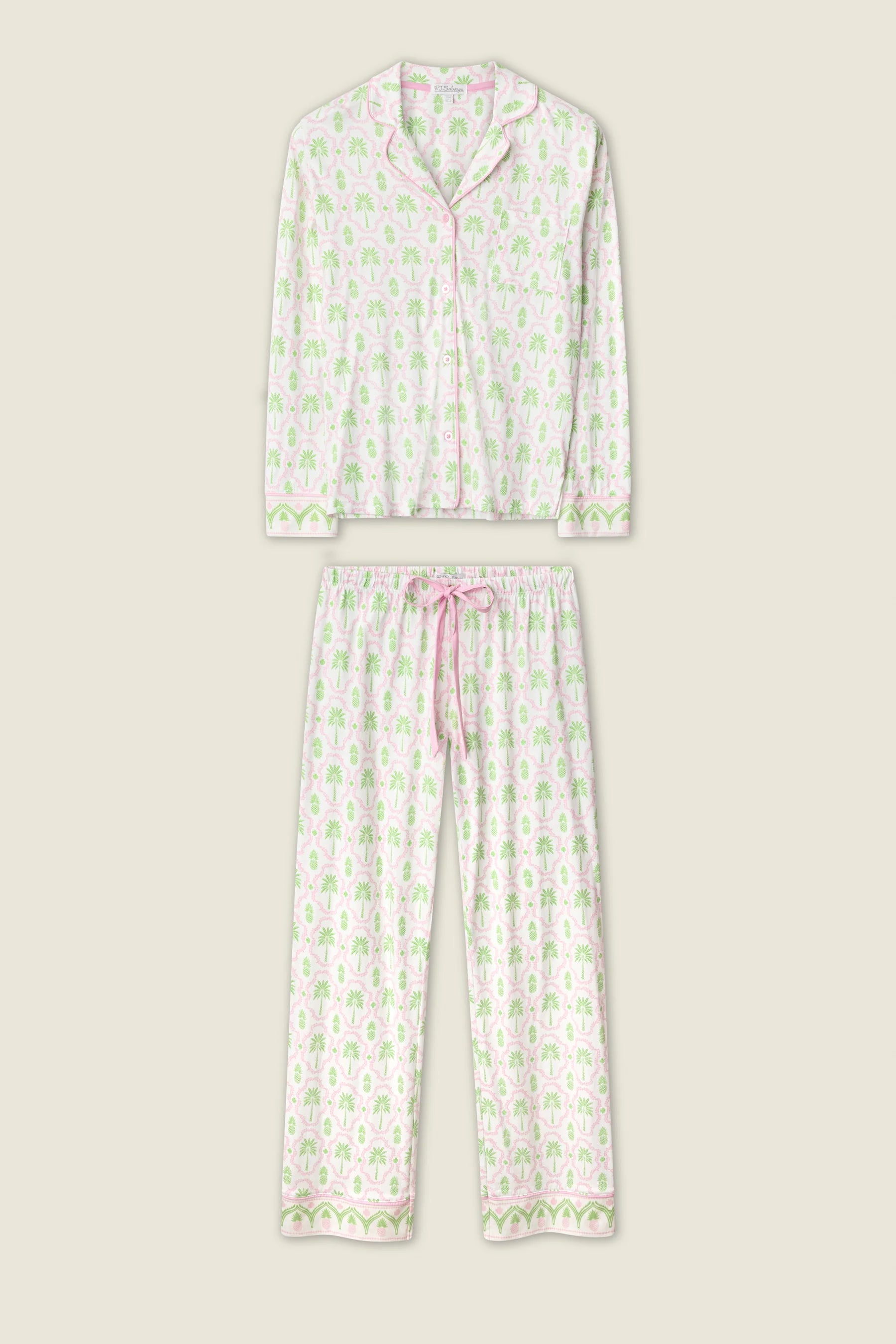 Playful Prints Cotton-Modal Long Sleeve Pajama Set by PJ Salvage featuring a colorful pattern and comfortable design.