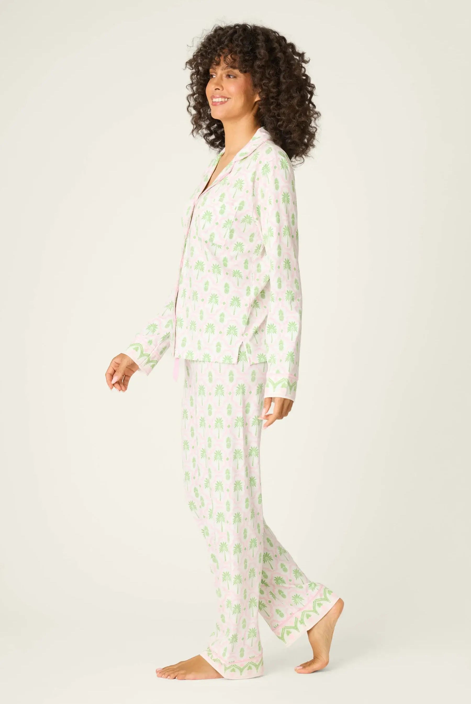 Playful Prints Cotton-Modal Long Sleeve Pajama Set by PJ Salvage in Island Time