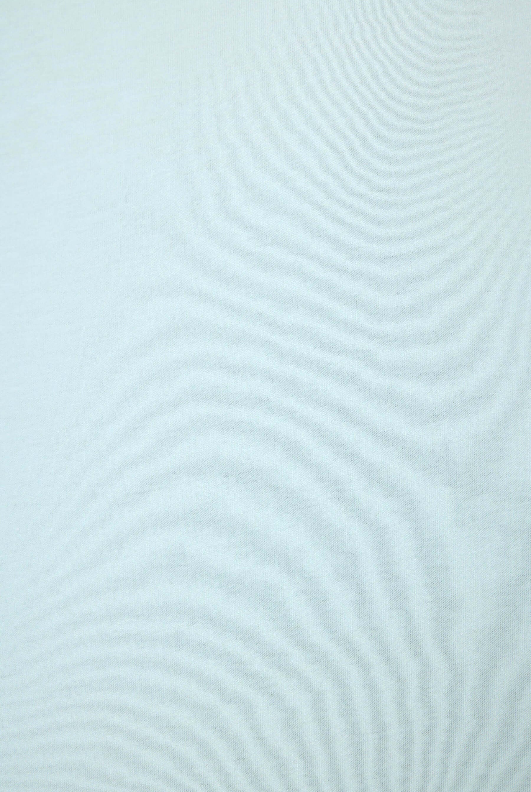 PJ SALVAGE Graphic Print Softee Tee & Short Lounge Set in "Breakfast Club" graphic tee shirt in light blue. Fabric close up of the cotton slub showing the texture and colour of the set