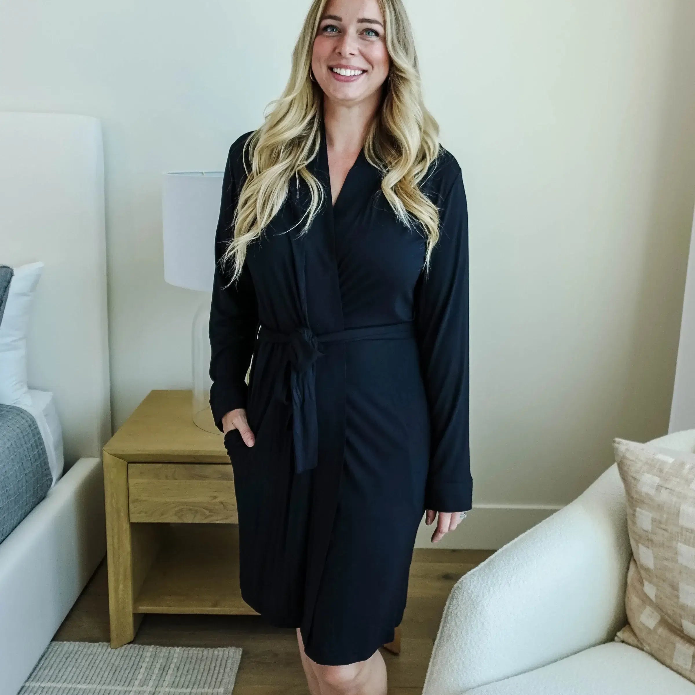 Black Beauty Breathable Short Bamboo Robe by Georgia Rylan