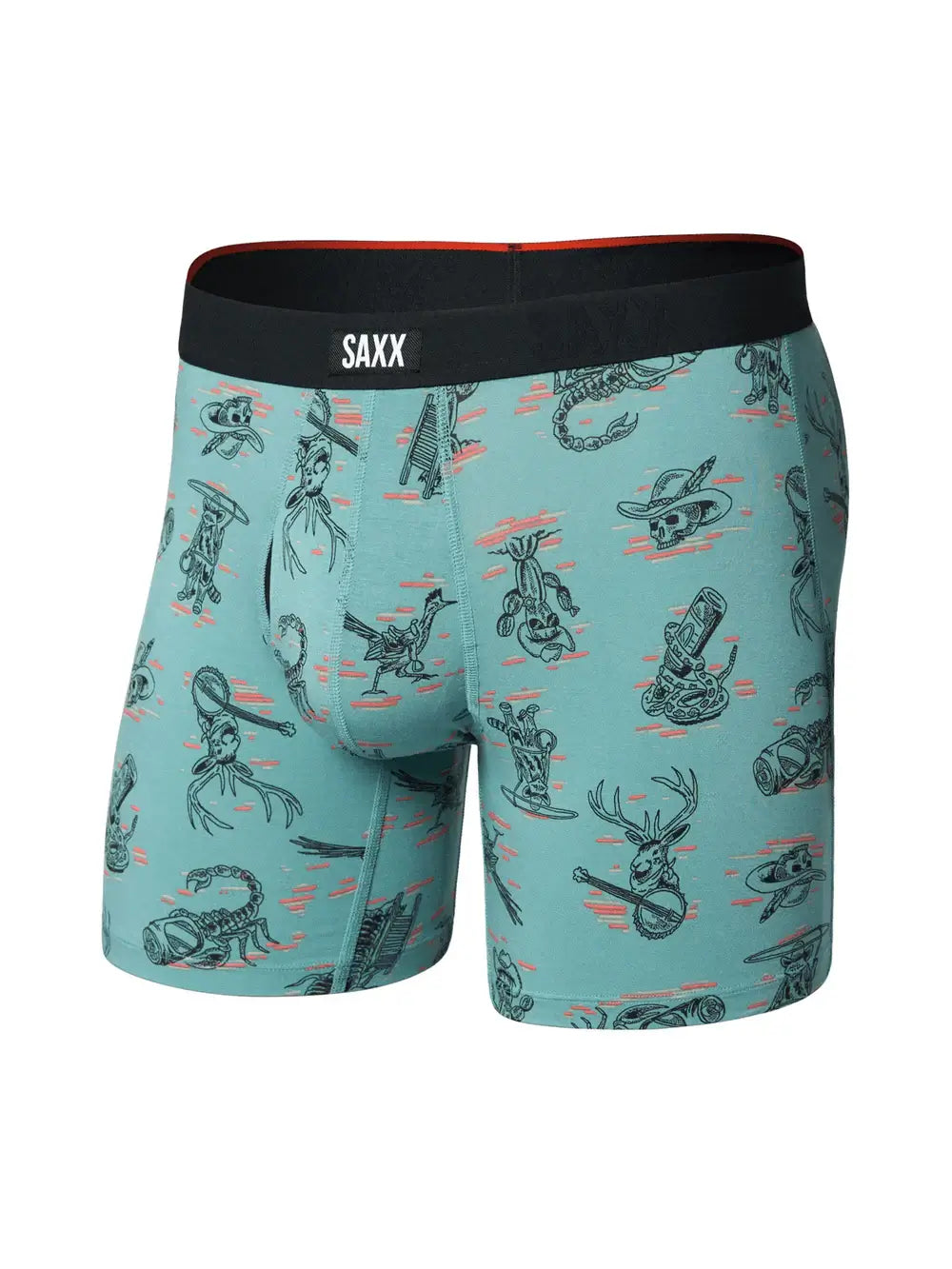 Vibe Xtra Soft Comfort Boxer Brief in teal with fun graphic prints by SAXX