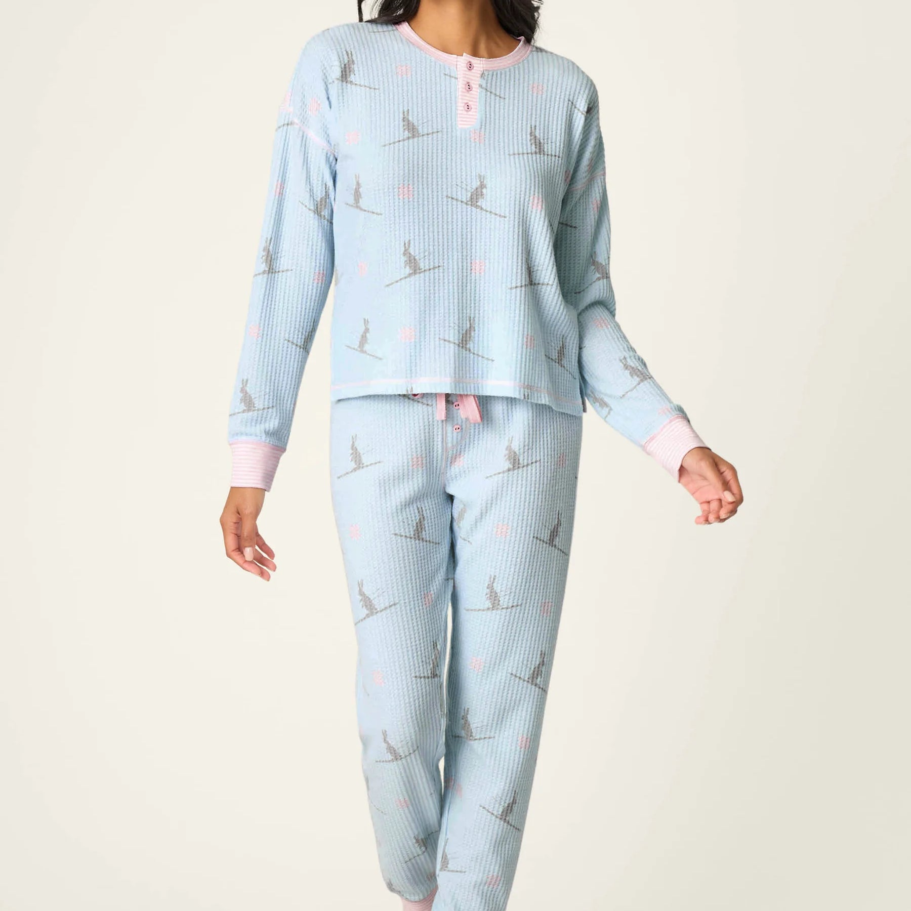 Ski Jammie Classics Brushed Thermal PJ Set featuring winter prints and cozy design by PJ Salvage.