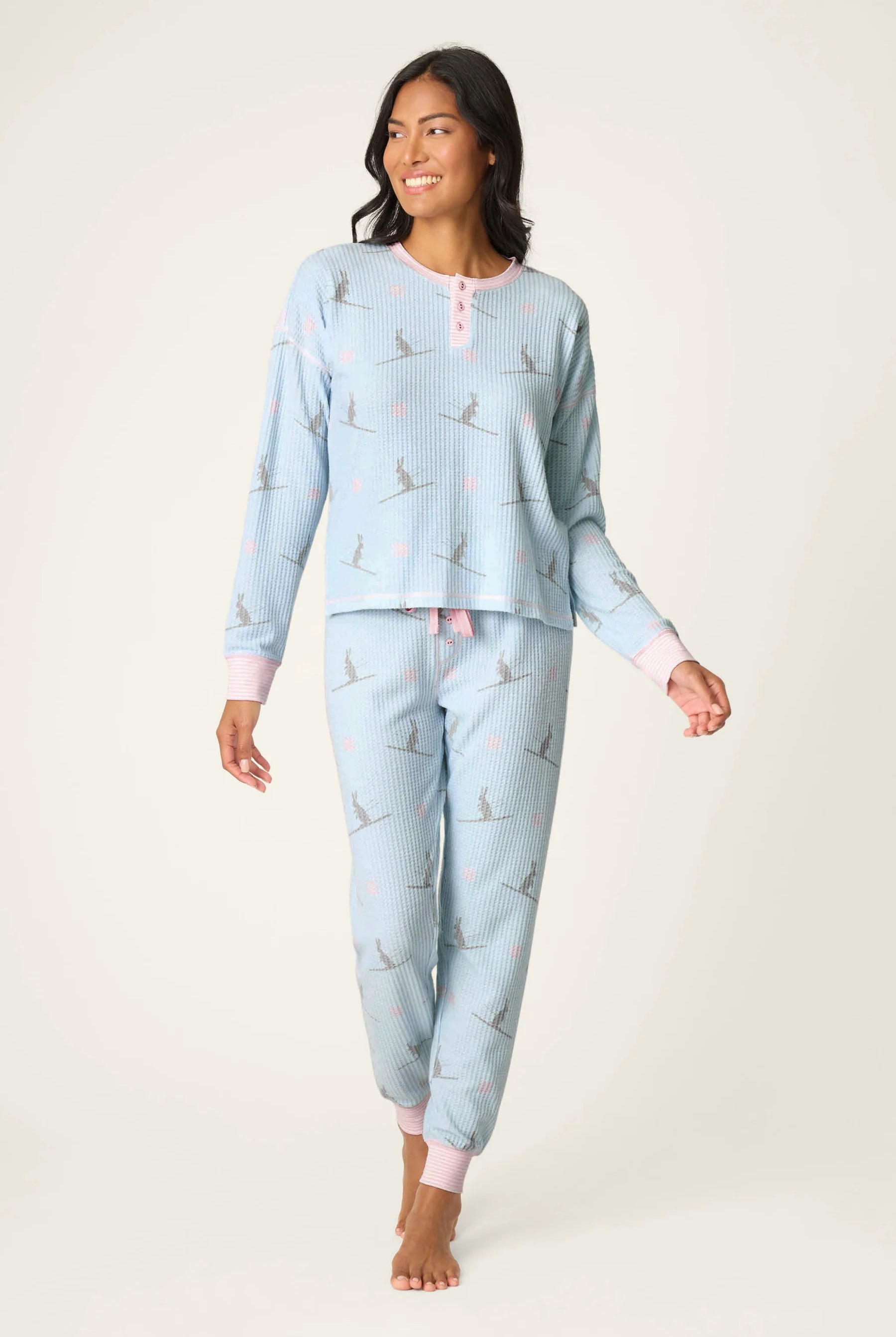 Ski Jammie Classics Brushed Thermal PJ Set featuring winter prints and cozy design by PJ Salvage.