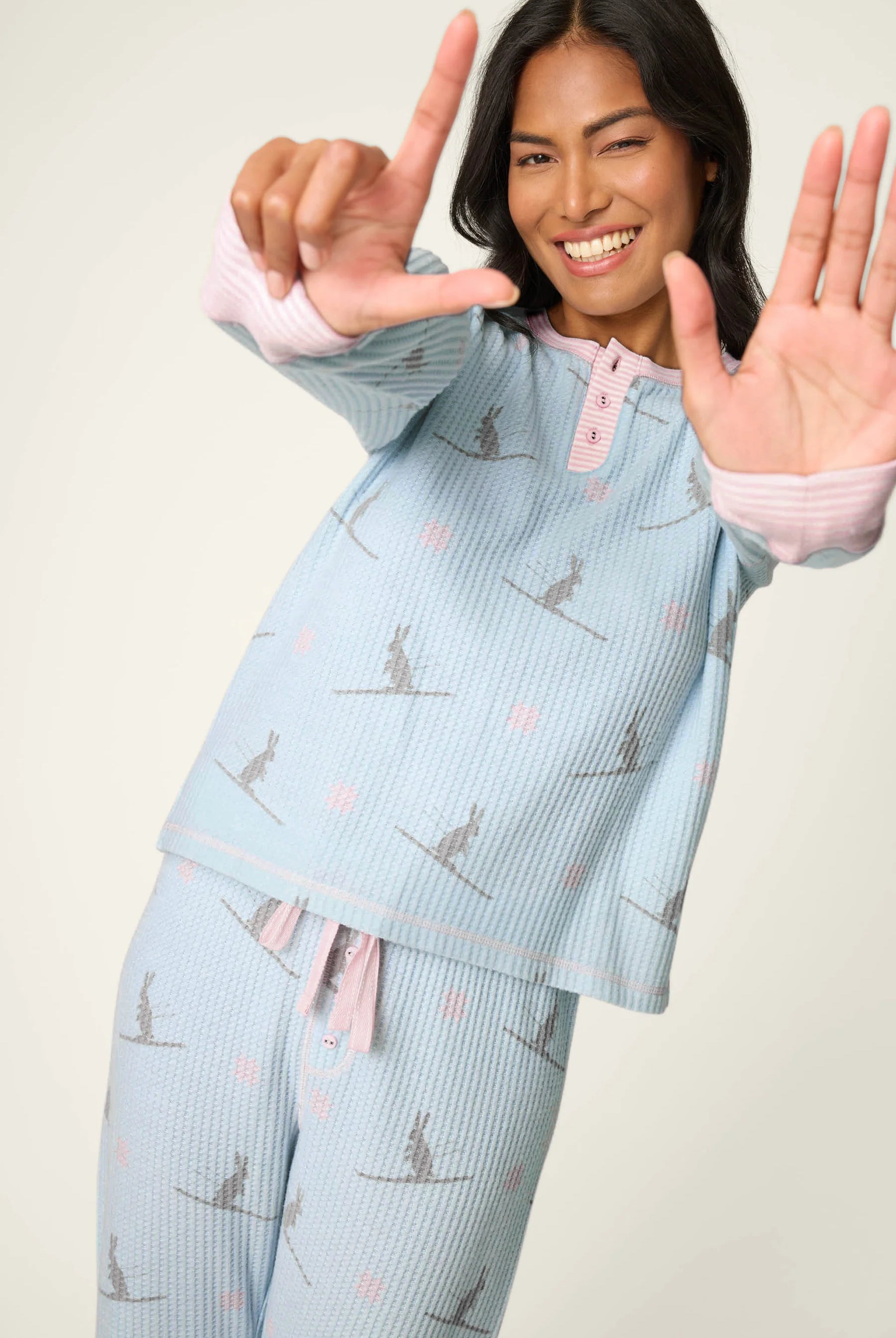 Ski Jammie Classics Brushed Thermal PJ Set featuring winter prints and cozy design by PJ Salvage.