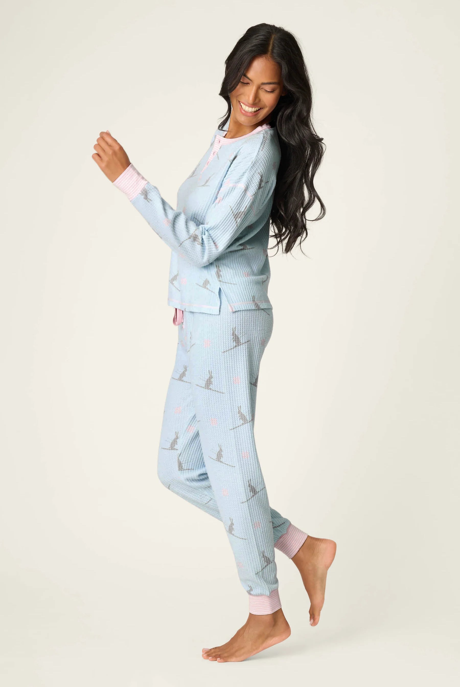 Ski Jammie Classics Brushed Thermal PJ Set featuring winter prints and cozy design by PJ Salvage.