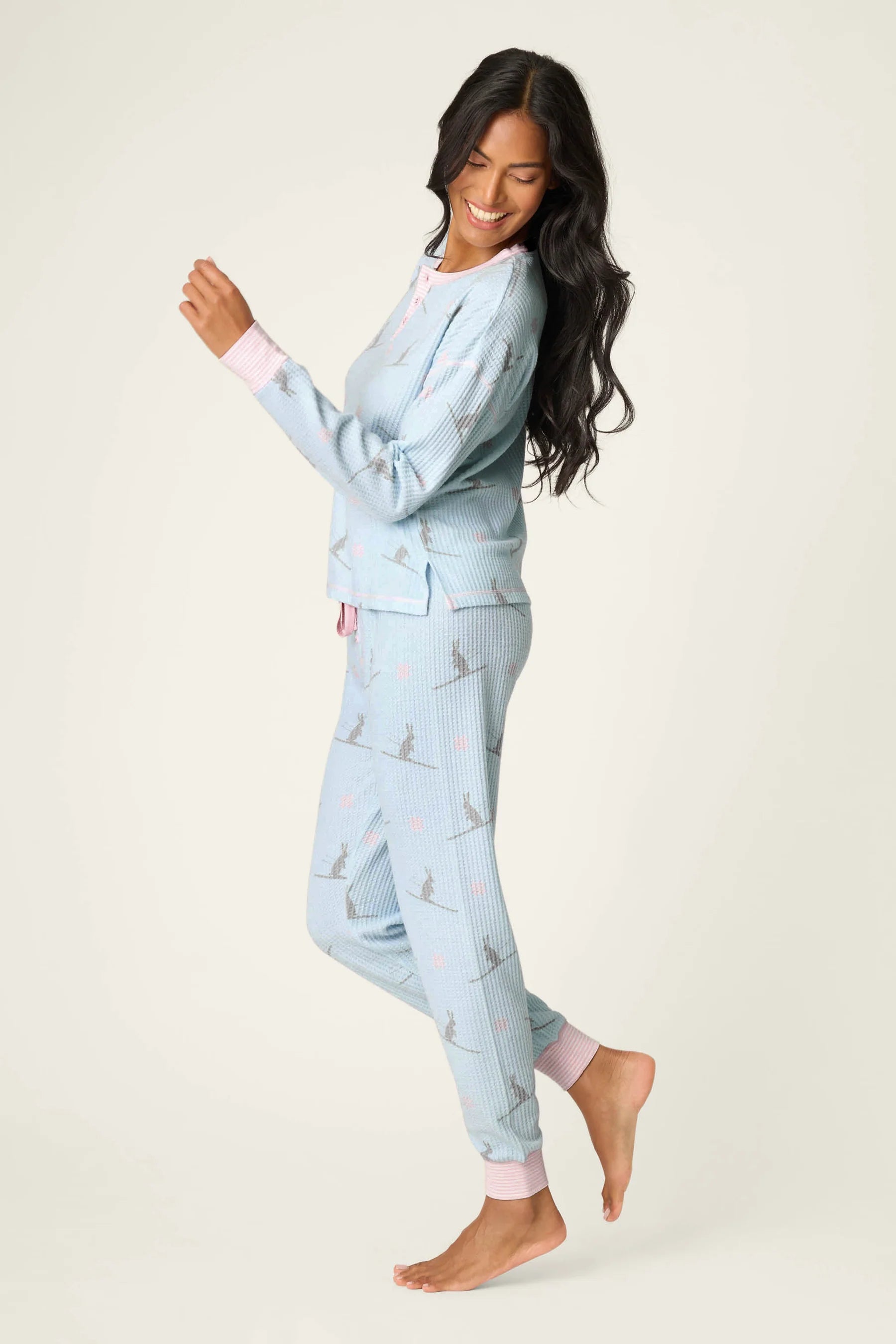 Ski Jammie Classics Brushed Thermal PJ Set featuring winter prints and cozy design by PJ Salvage.