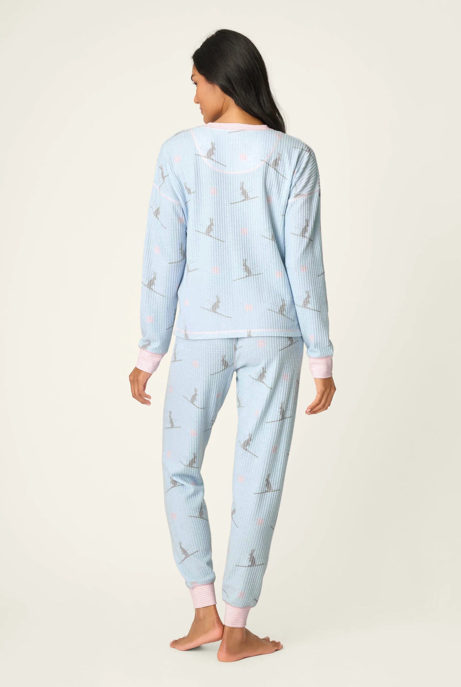 Ski Jammie Classics Brushed Thermal PJ Set featuring winter prints and cozy design by PJ Salvage.