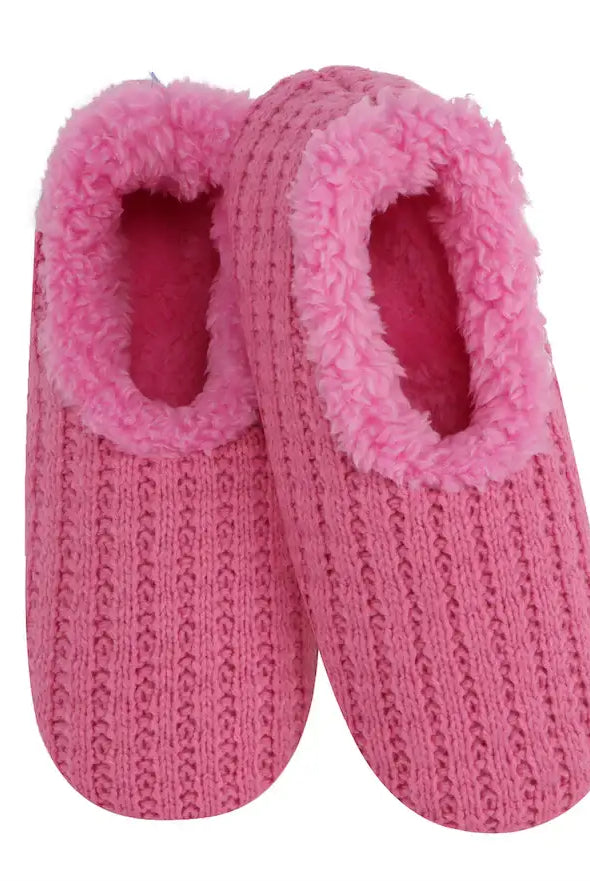 Snoozies Plush COZY Slipper Socks stitches pink